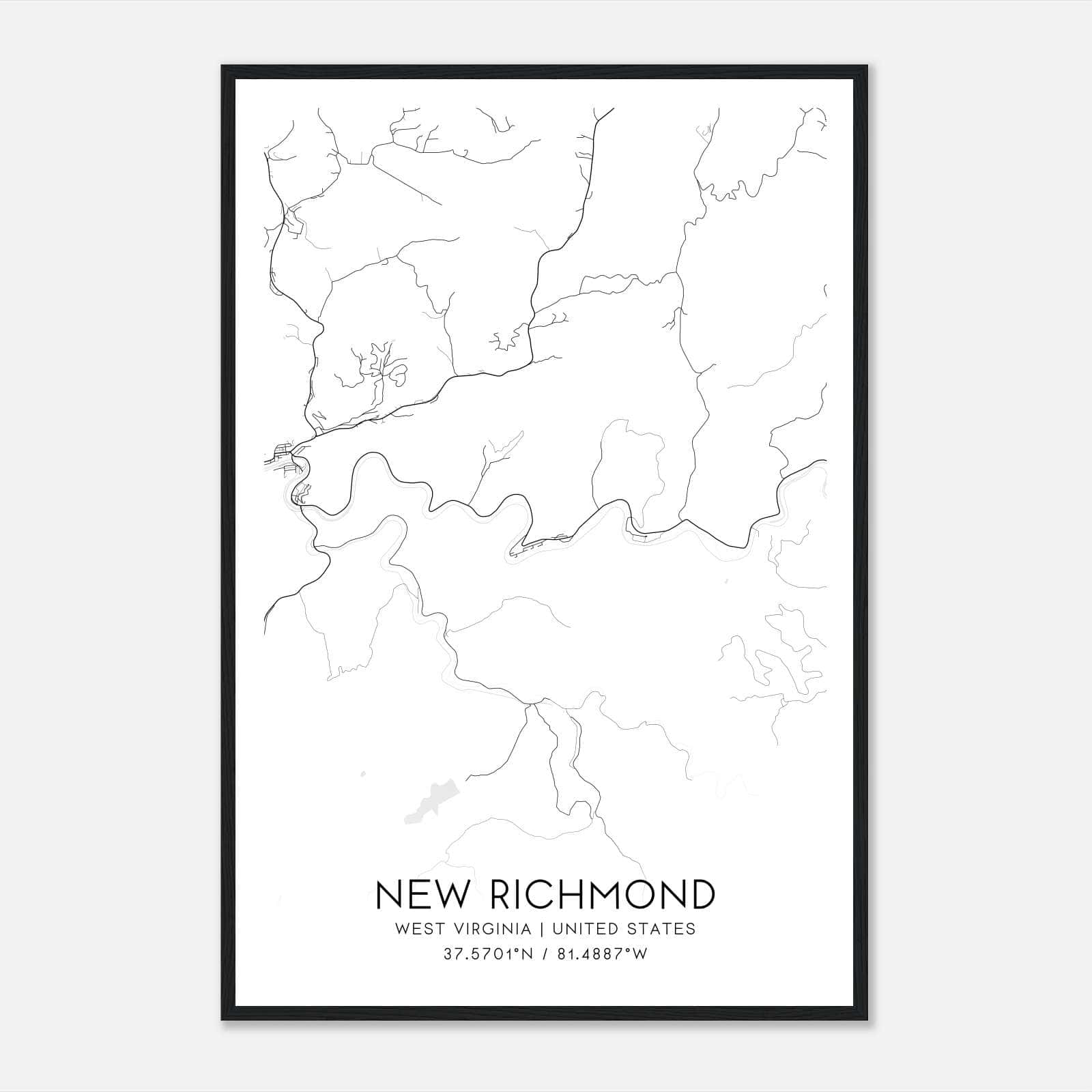 New Richmond West Virginia Map Poster, Modern Home Decor Wall Art Print New Richmond West Virginia Map Poster, Modern Home Decor Wall Art Print