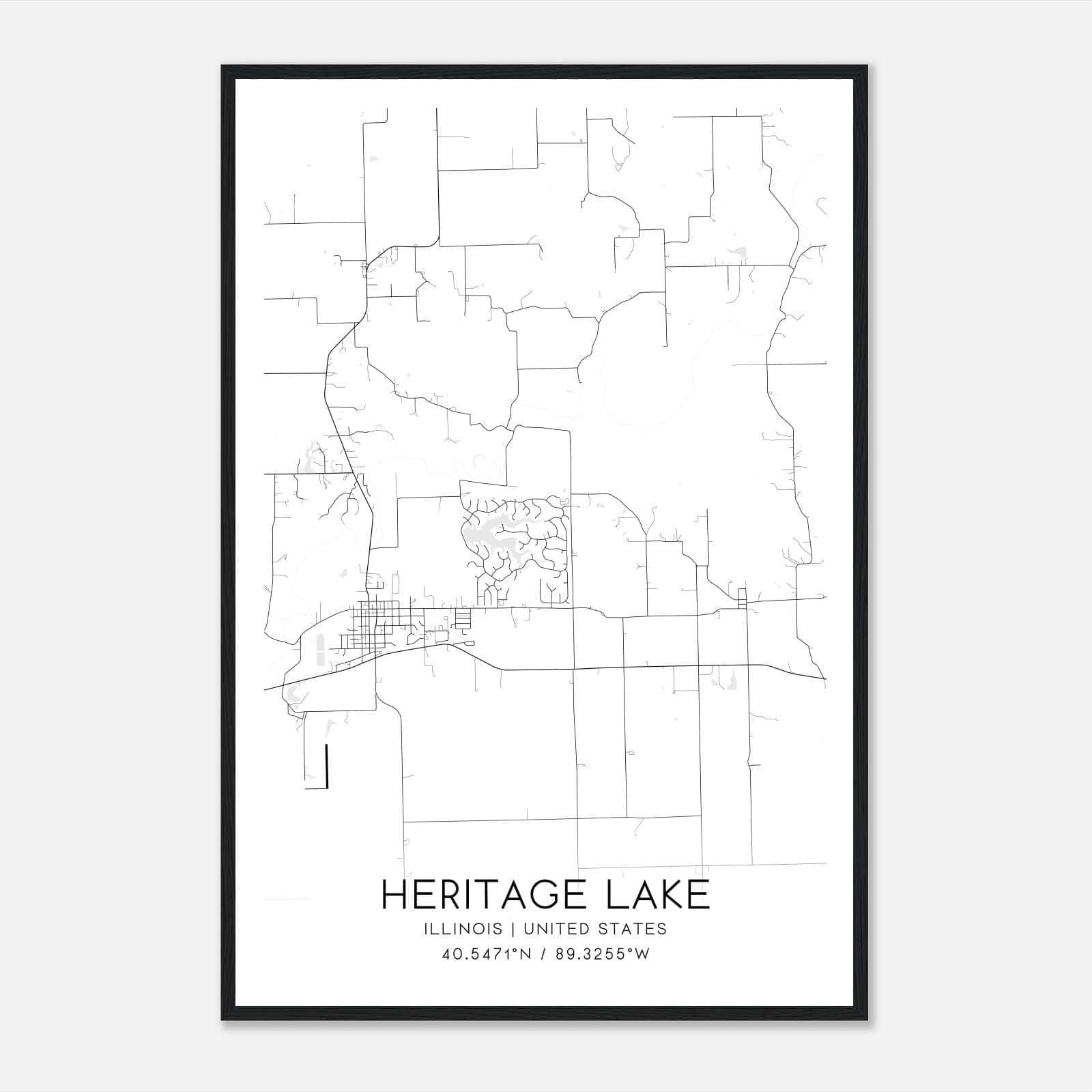 Heritage Lake Illinois Map Poster, Modern Home Decor Wall Art Print Heritage Lake Illinois Map Poster, Modern Home Decor Wall Art Print