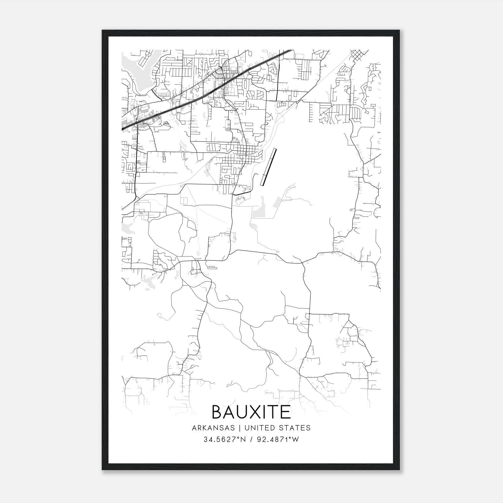 Bauxite Arkansas Map Poster, Modern Home Decor Wall Art Print Bauxite Arkansas Map Poster, Modern Home Decor Wall Art Print