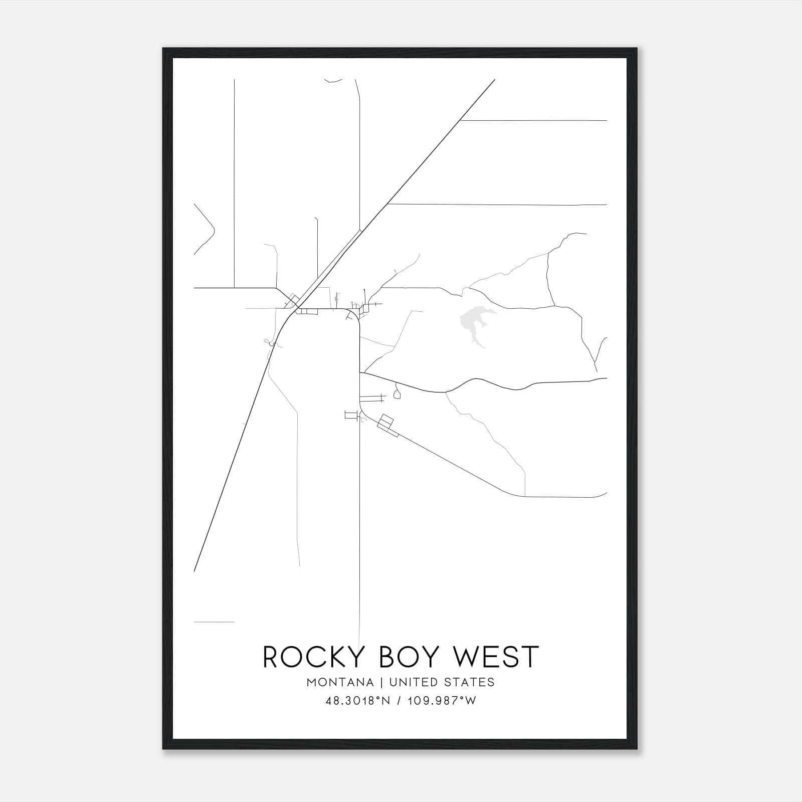 Rocky Boy West Montana Map Poster, Modern Home Decor Wall Art Print Rocky Boy West Montana Map Poster, Modern Home Decor Wall Art Print
