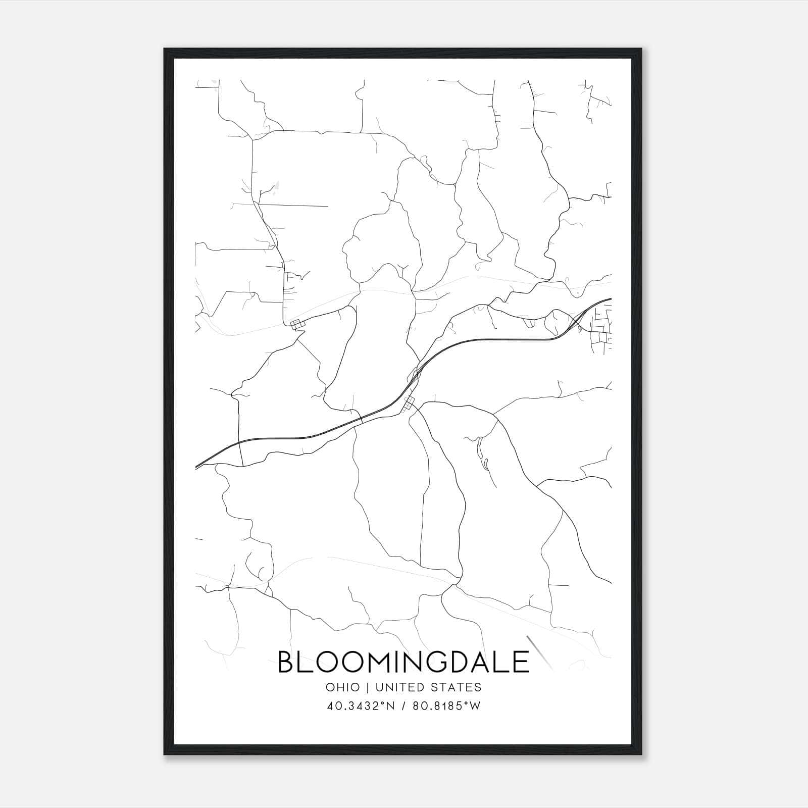 Bloomingdale Ohio Map Poster, Modern Home Decor Wall Art Print Bloomingdale Ohio Map Poster, Modern Home Decor Wall Art Print