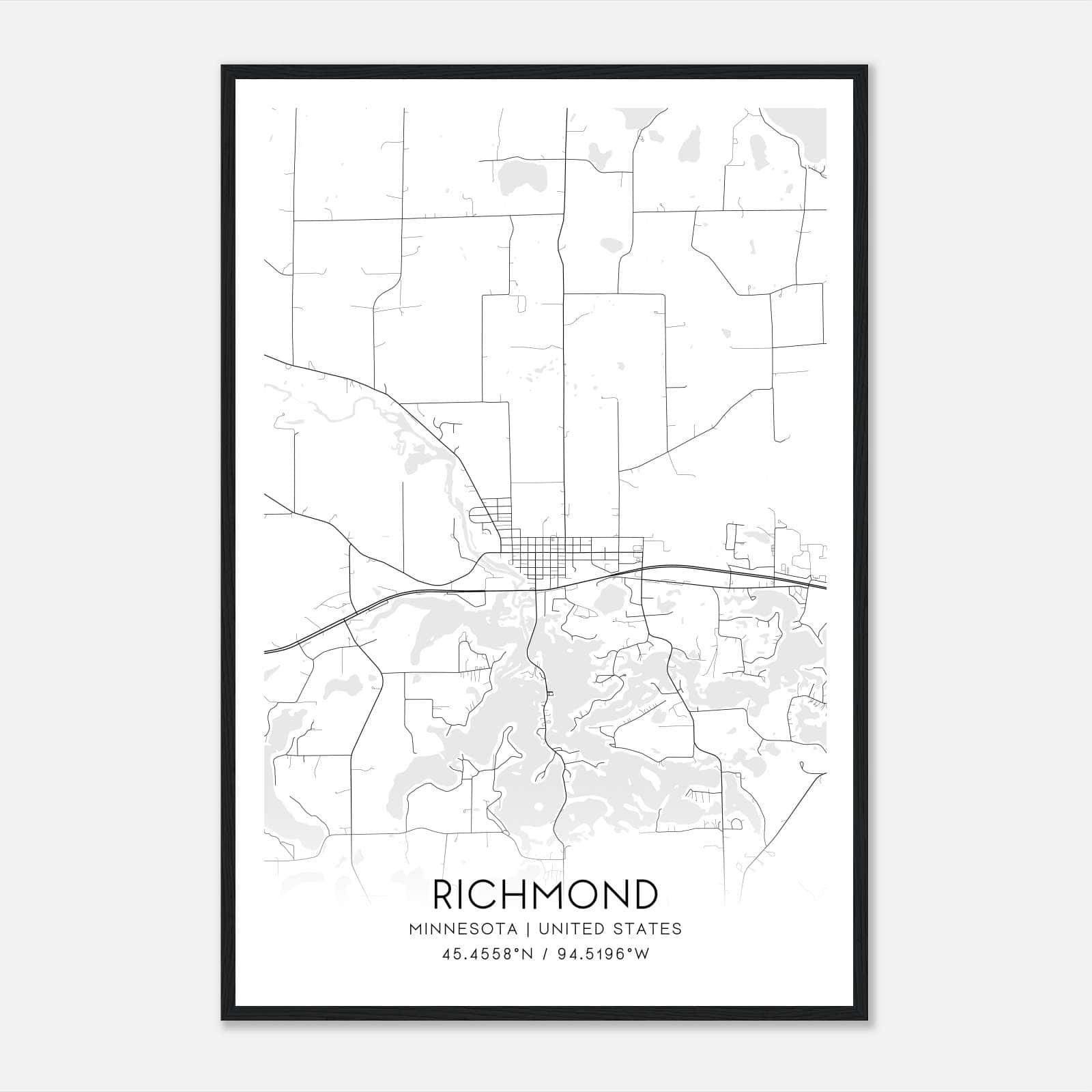 Richmond Minnesota Map Poster, Modern Home Decor Wall Art Print Richmond Minnesota Map Poster, Modern Home Decor Wall Art Print