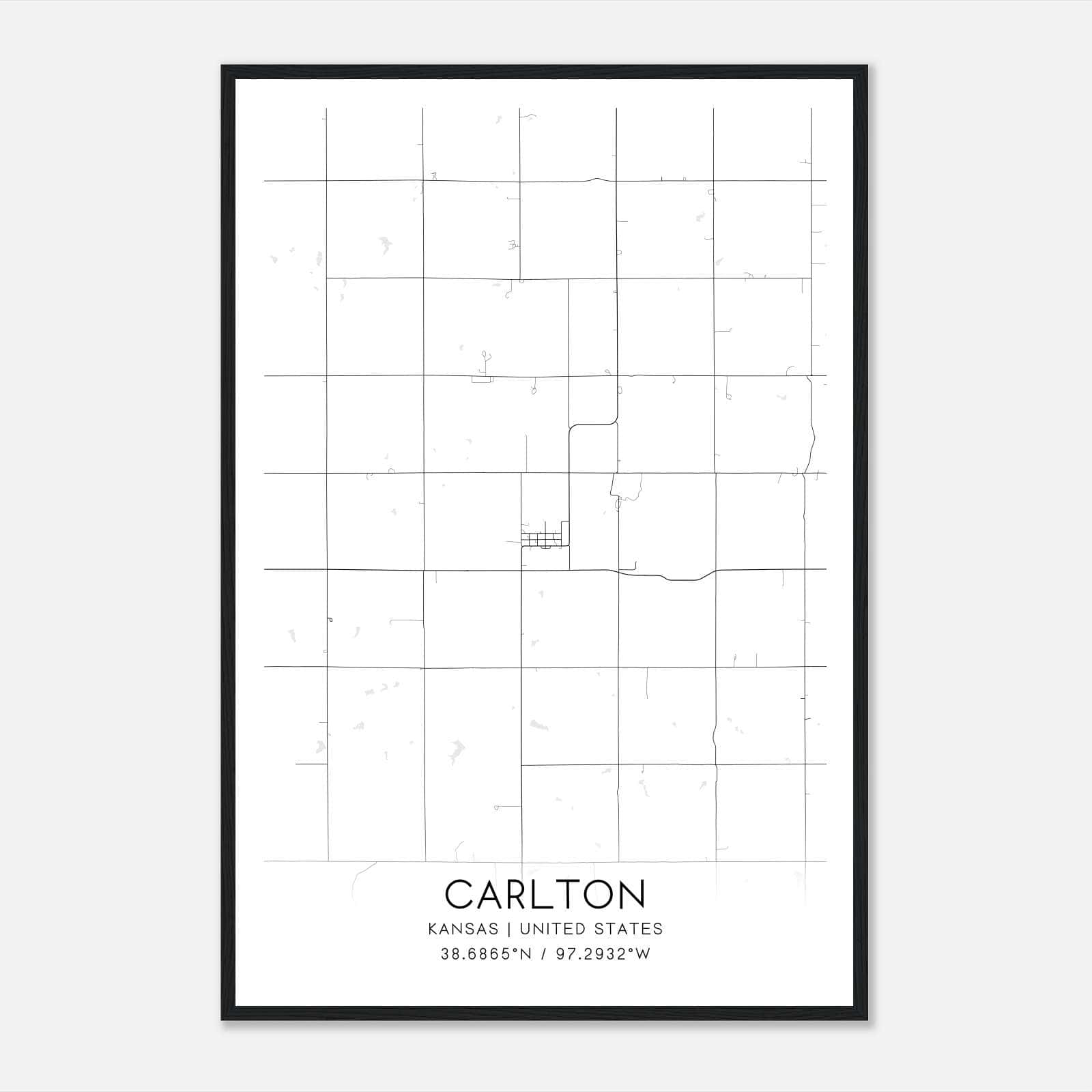 Carlton Kansas Map Poster, Modern Home Decor Wall Art Print Carlton Kansas Map Poster, Modern Home Decor Wall Art Print