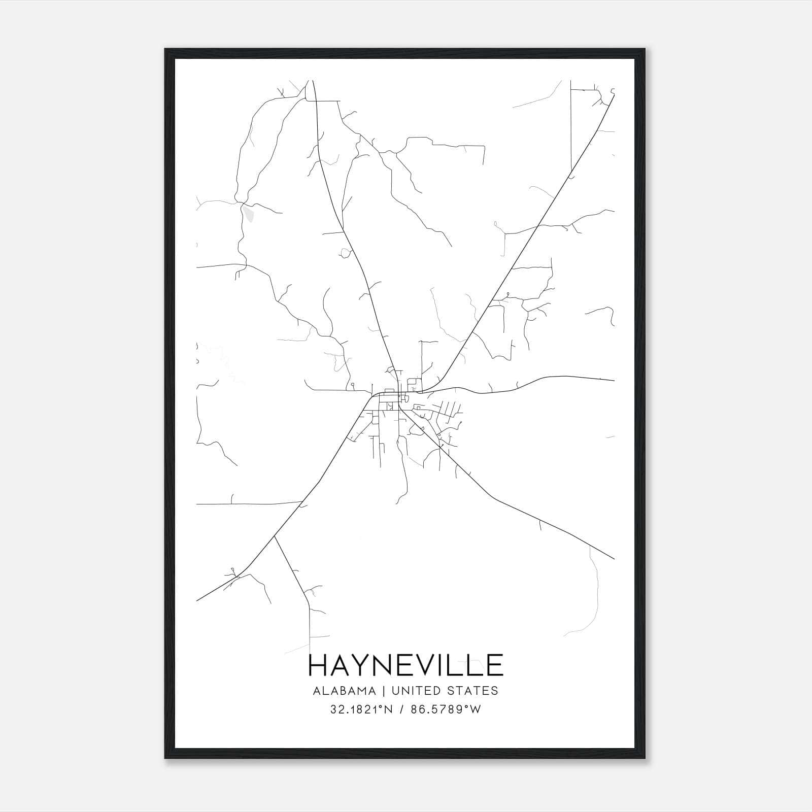 Hayneville Alabama Map Poster, Modern Home Decor Wall Art Print Hayneville Alabama Map Poster, Modern Home Decor Wall Art Print