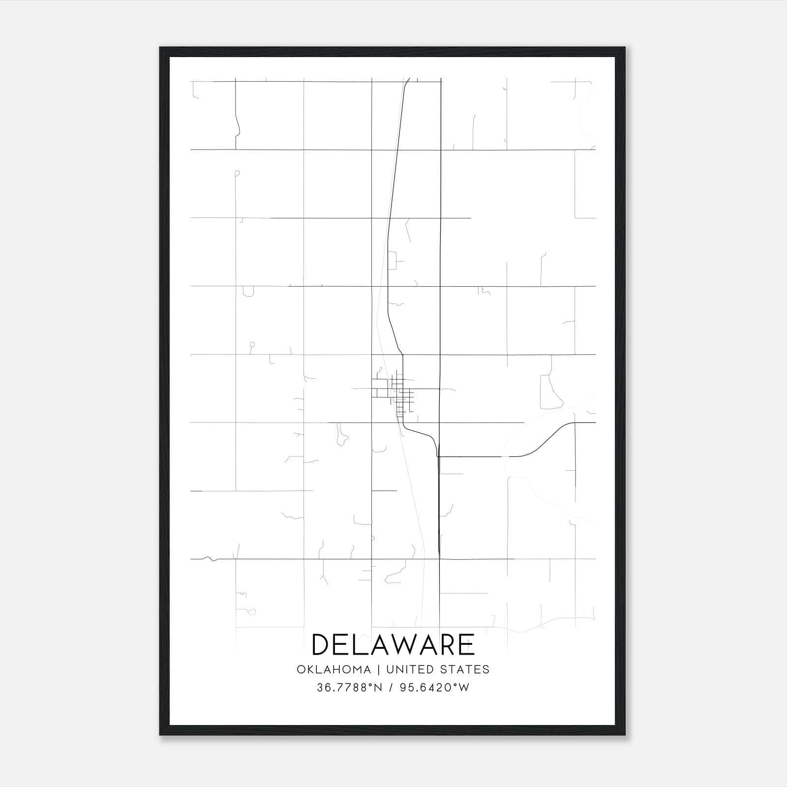 Delaware Oklahoma Map Poster, Modern Home Decor Wall Art Print Delaware Oklahoma Map Poster, Modern Home Decor Wall Art Print