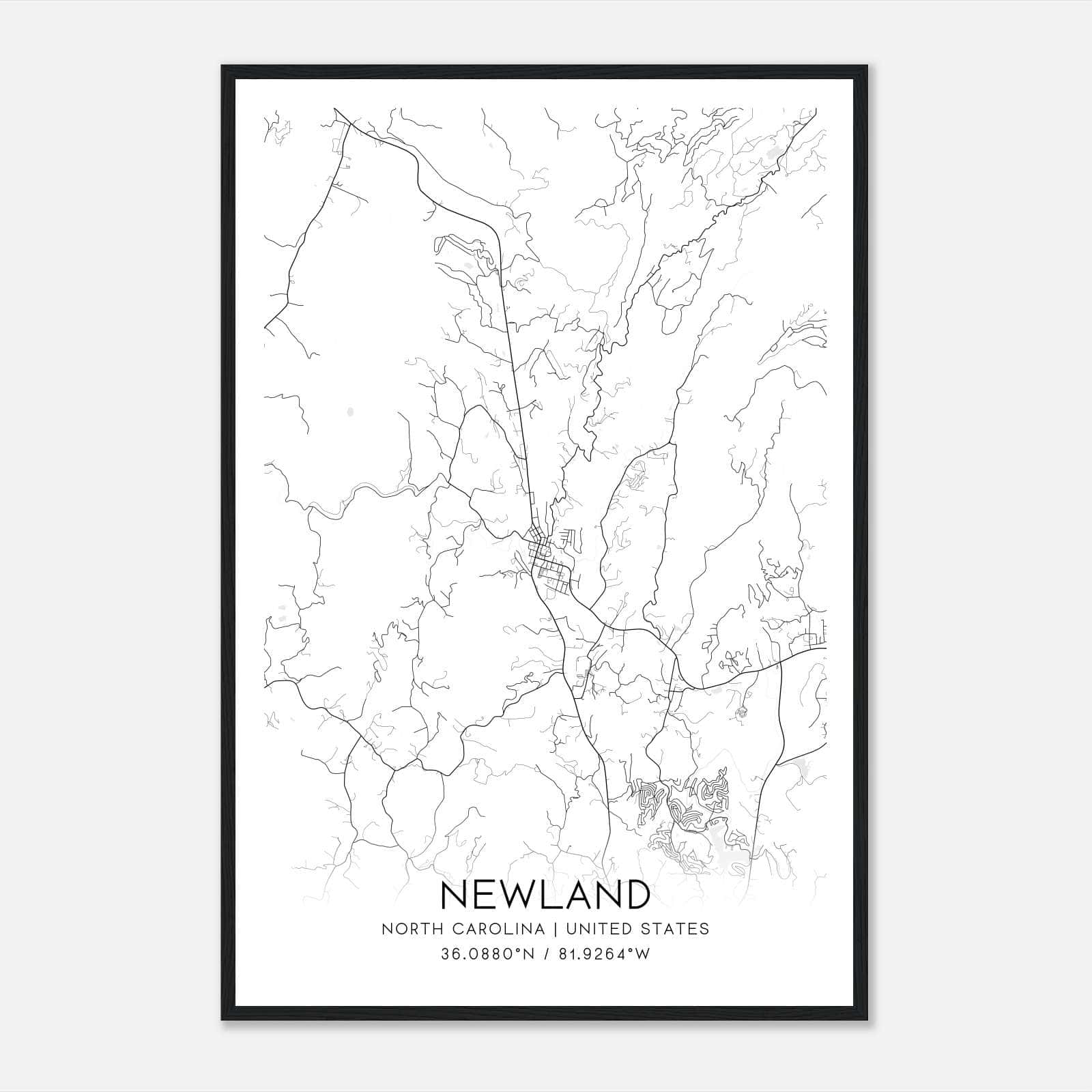 Newland North Carolina Map Poster, Modern Home Decor Wall Art Print Newland North Carolina Map Poster, Modern Home Decor Wall Art Print
