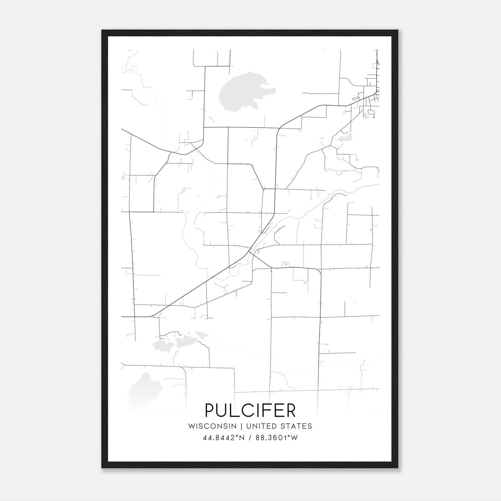 Pulcifer Wisconsin Map Poster, Modern Home Decor Wall Art Print Pulcifer Wisconsin Map Poster, Modern Home Decor Wall Art Print