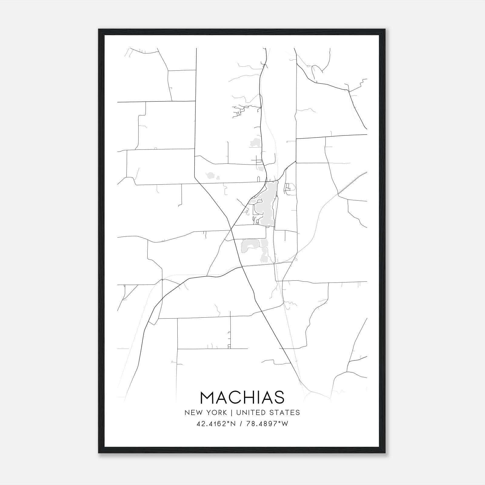 Machias New York Map Poster, Modern Home Decor Wall Art Print Machias New York Map Poster, Modern Home Decor Wall Art Print
