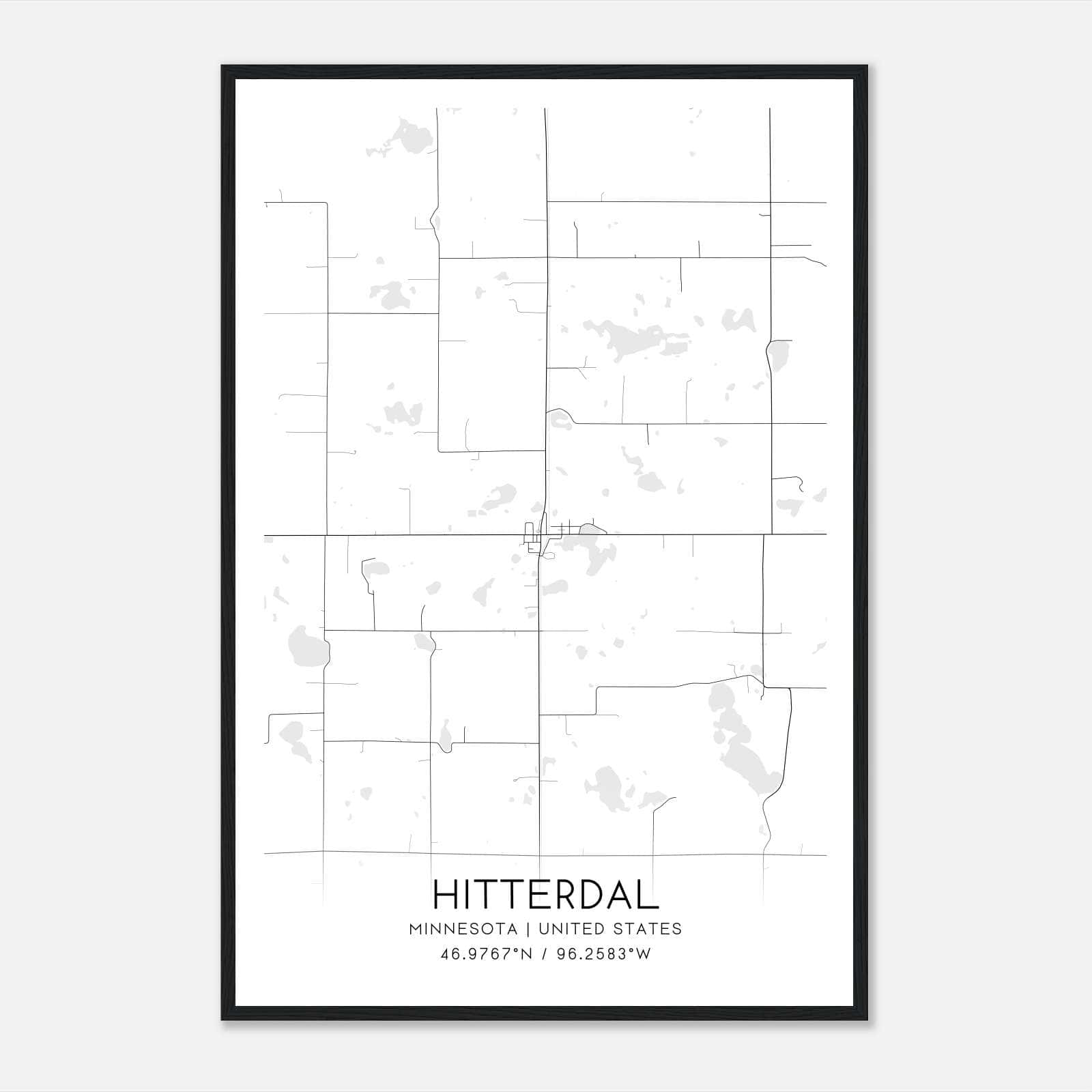 Hitterdal Minnesota Map Poster, Modern Home Decor Wall Art Print Hitterdal Minnesota Map Poster, Modern Home Decor Wall Art Print