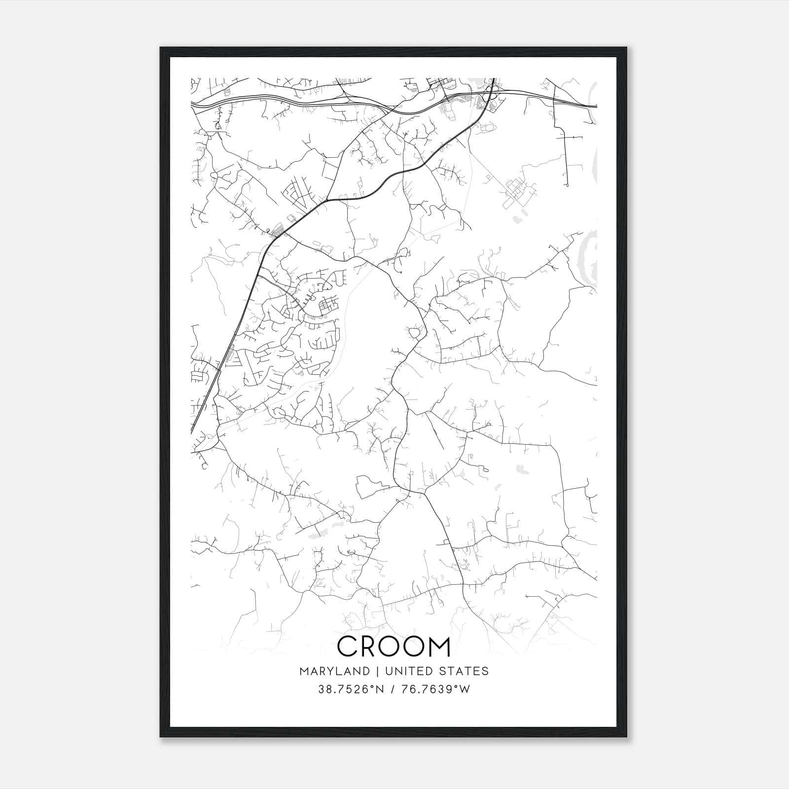 Croom Maryland Map Poster, Modern Home Decor Wall Art Print Croom Maryland Map Poster, Modern Home Decor Wall Art Print