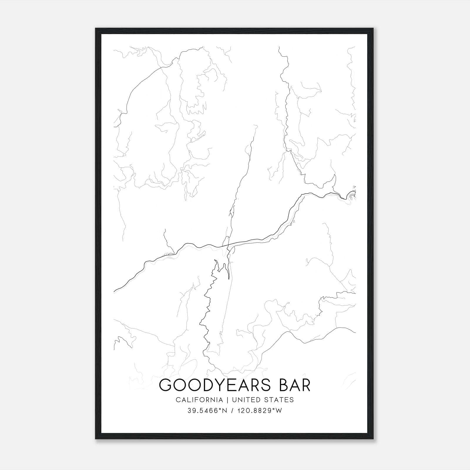Goodyears Bar California Map Poster, Modern Home Decor Wall Art Print Goodyears Bar California Map Poster, Modern Home Decor Wall Art Print