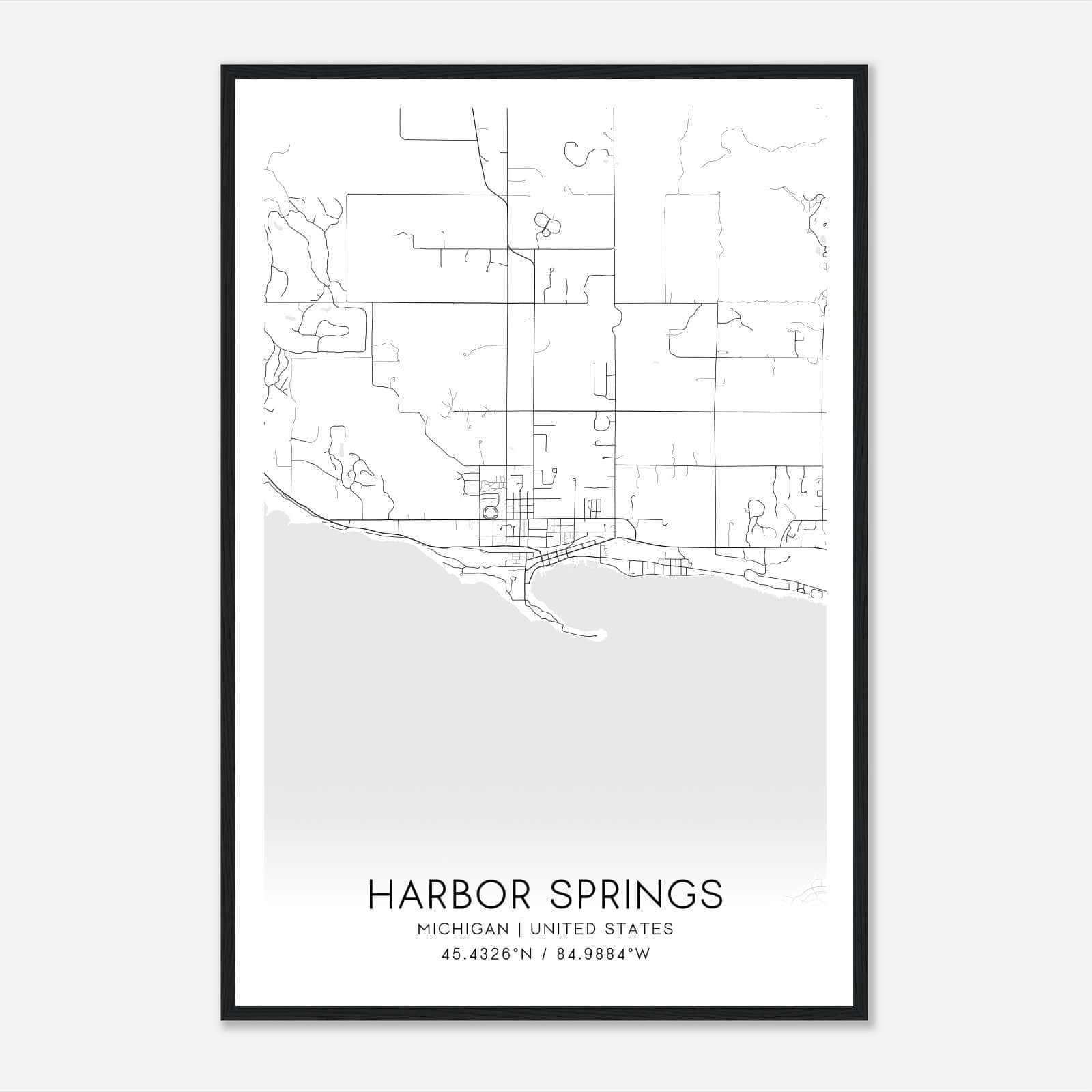 Harbor Springs Michigan Map Poster, Modern Home Decor Wall Art Print Harbor Springs Michigan Map Poster, Modern Home Decor Wall Art Print