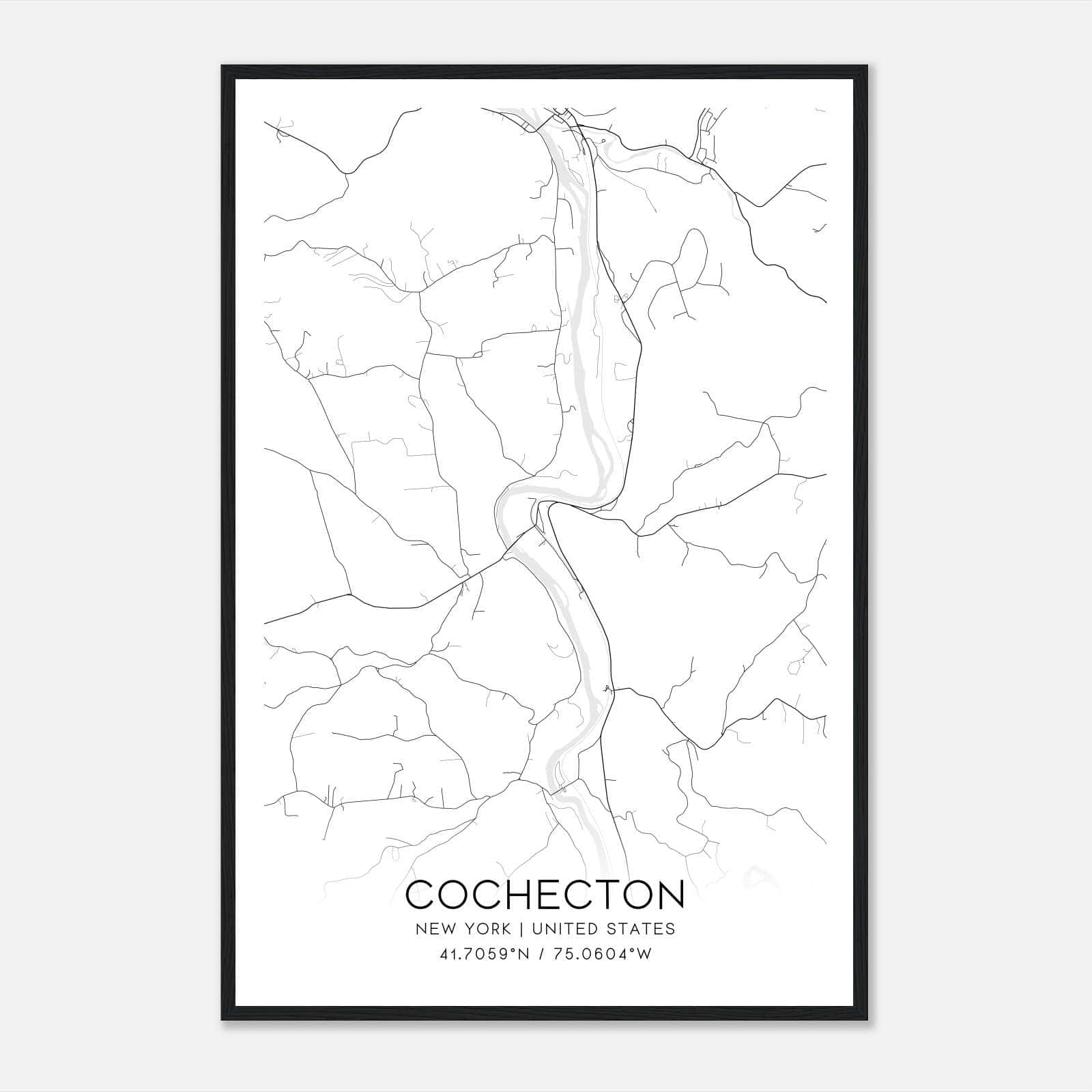 Cochecton New York Map Poster, Modern Home Decor Wall Art Print Cochecton New York Map Poster, Modern Home Decor Wall Art Print