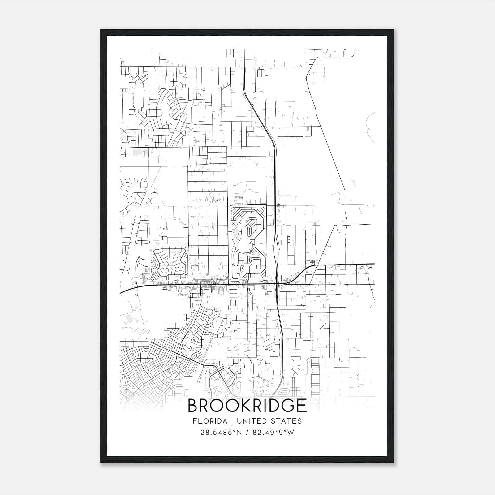 Brookridge Florida Map Poster, Modern Home Decor Wall Art Print Brookridge Florida Map Poster, Modern Home Decor Wall Art Print