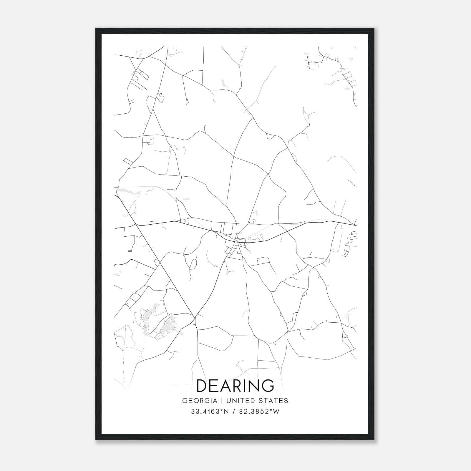 Dearing Georgia Map Poster, Modern Home Decor Wall Art Print Dearing Georgia Map Poster, Modern Home Decor Wall Art Print