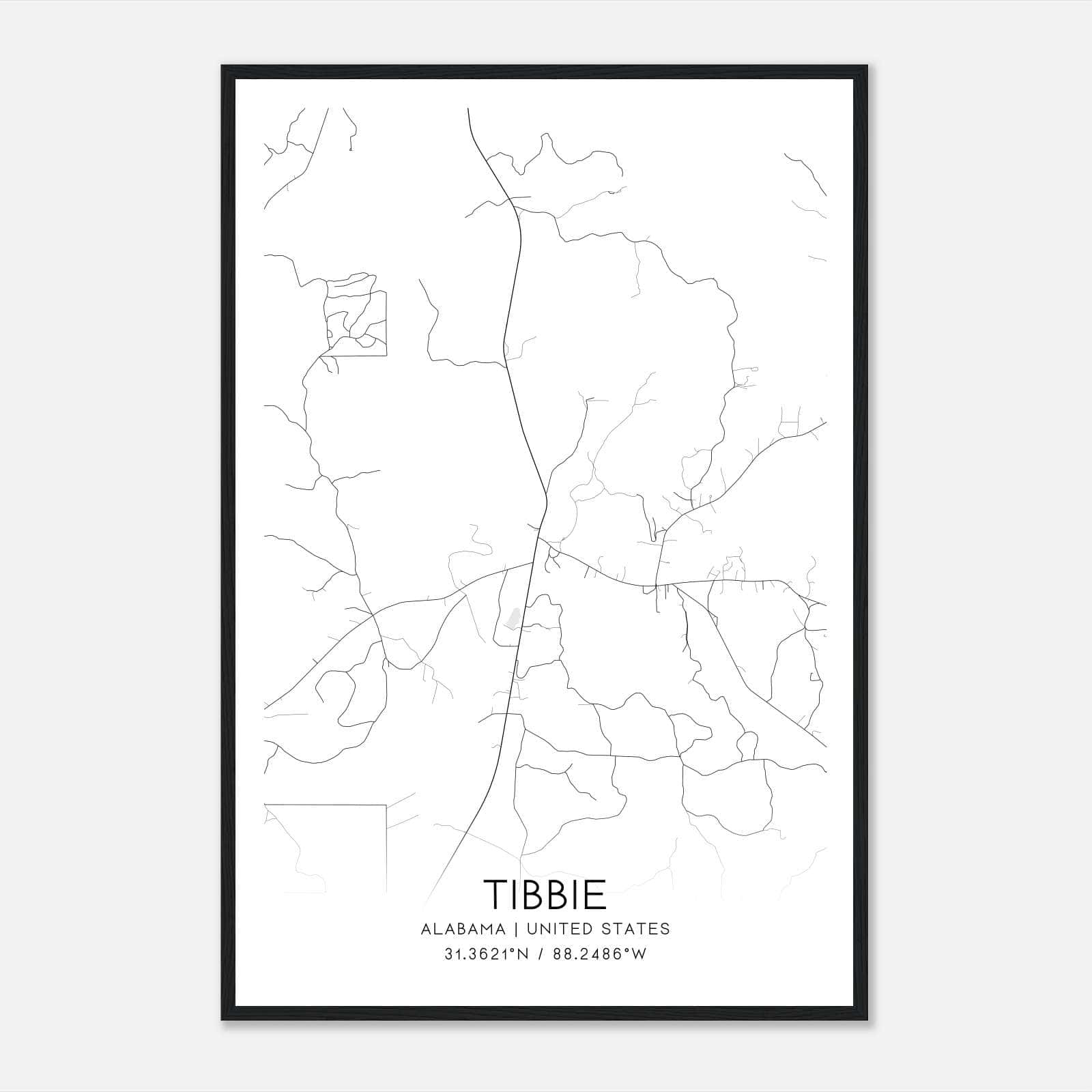 Tibbie Alabama Map Poster, Modern Home Decor Wall Art Print Tibbie Alabama Map Poster, Modern Home Decor Wall Art Print