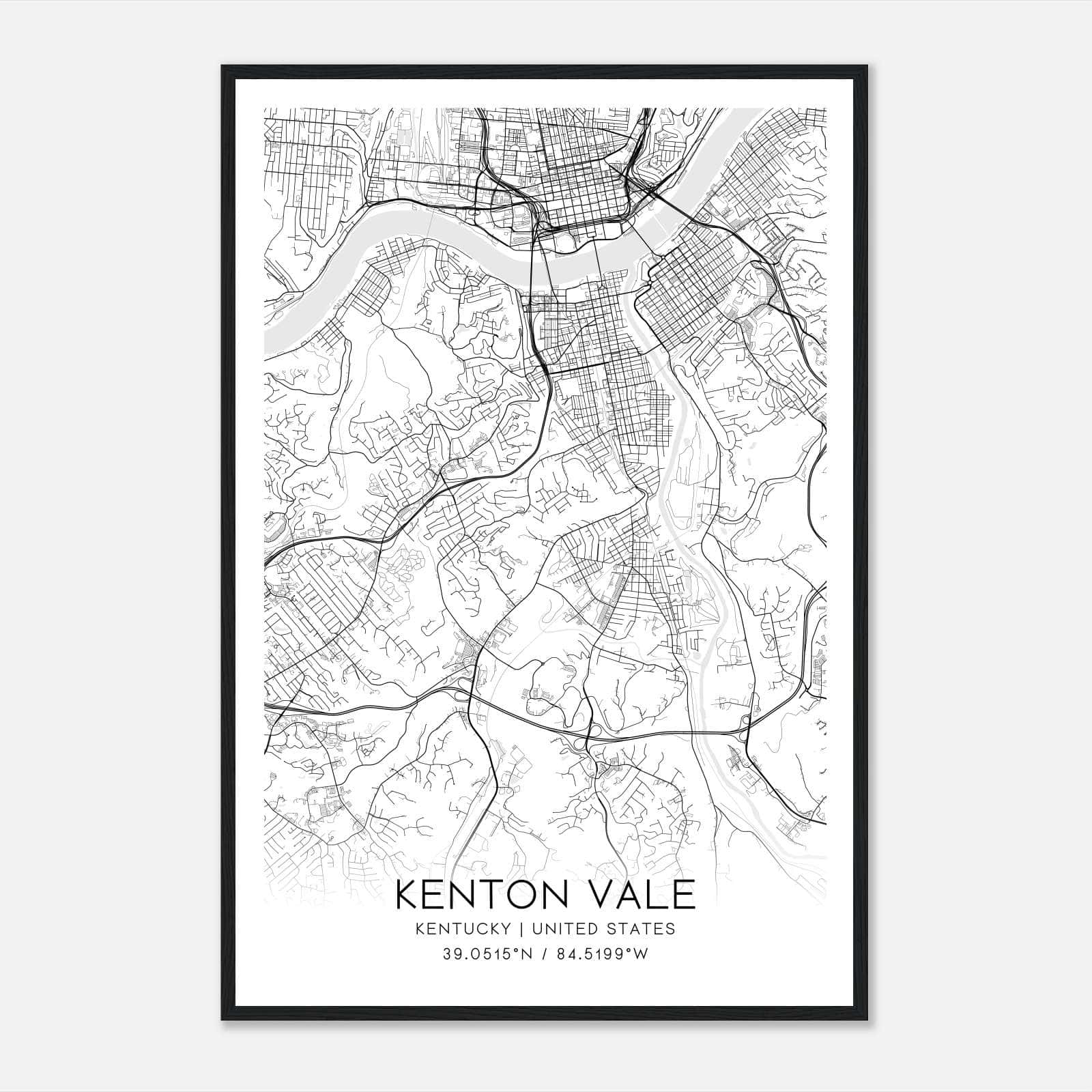 Kenton Vale Kentucky Map Poster, Modern Home Decor Wall Art Print Kenton Vale Kentucky Map Poster, Modern Home Decor Wall Art Print