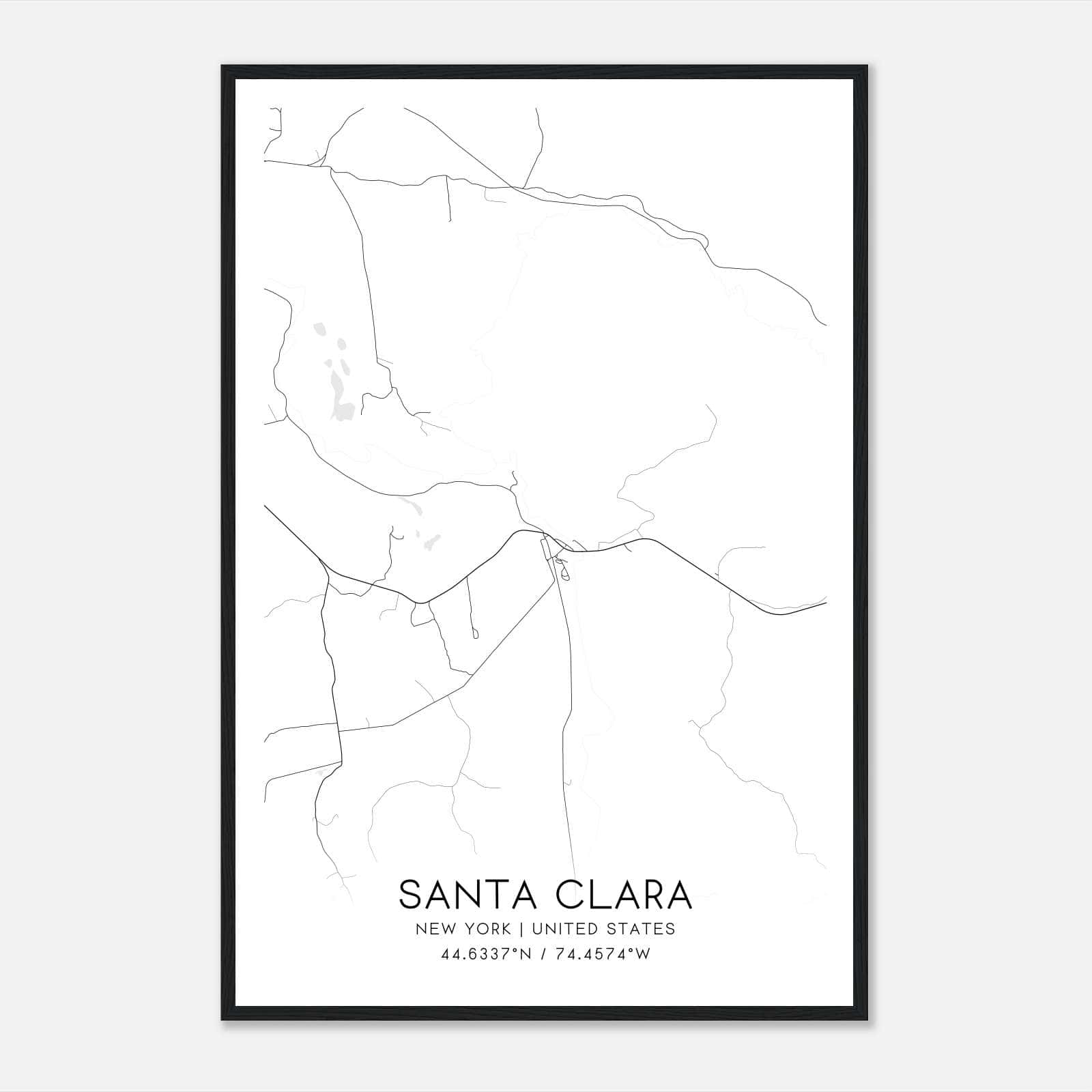 Santa Clara New York Map Poster, Modern Home Decor Wall Art Print Santa Clara New York Map Poster, Modern Home Decor Wall Art Print