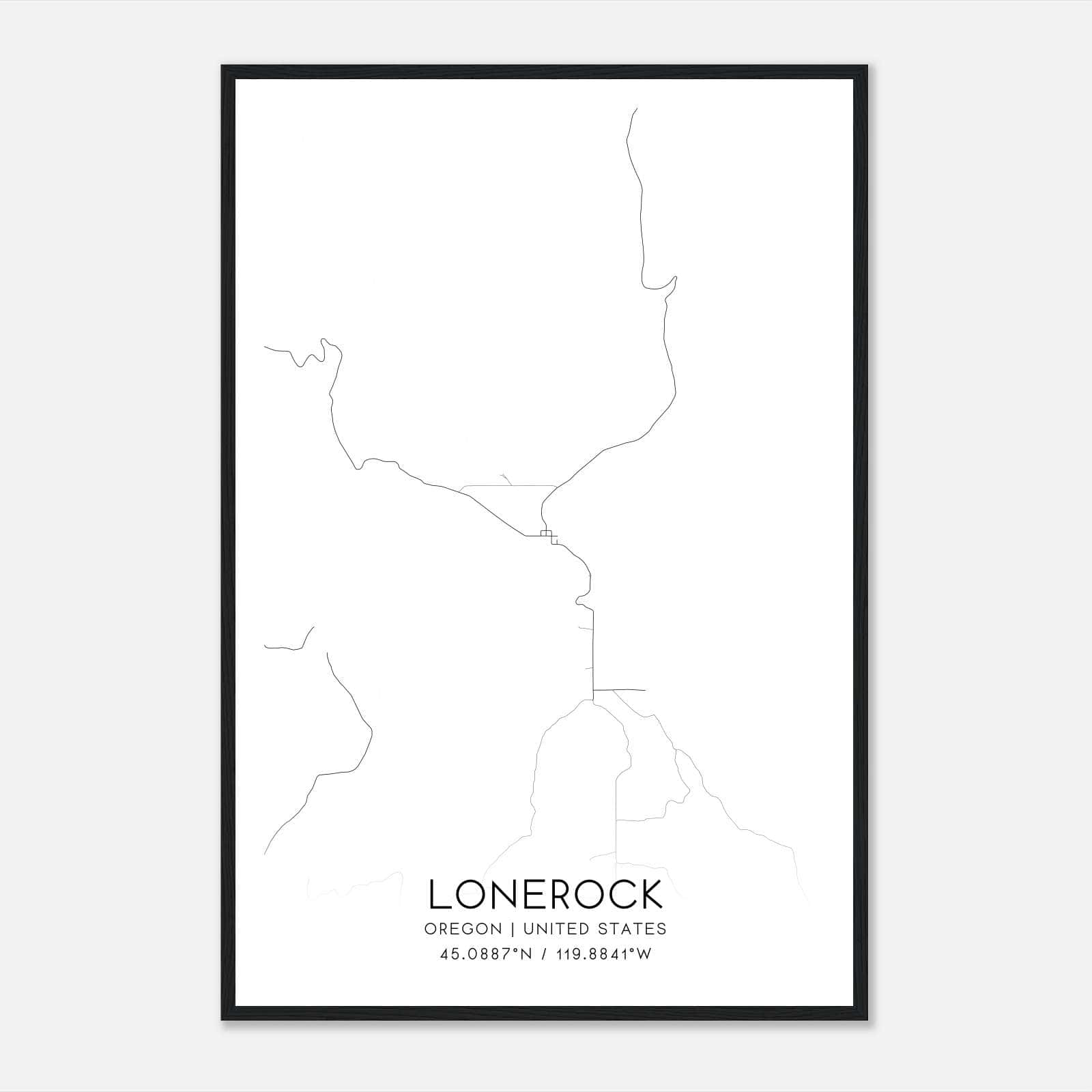 Lonerock Oregon Map Poster, Modern Home Decor Wall Art Print Lonerock Oregon Map Poster, Modern Home Decor Wall Art Print
