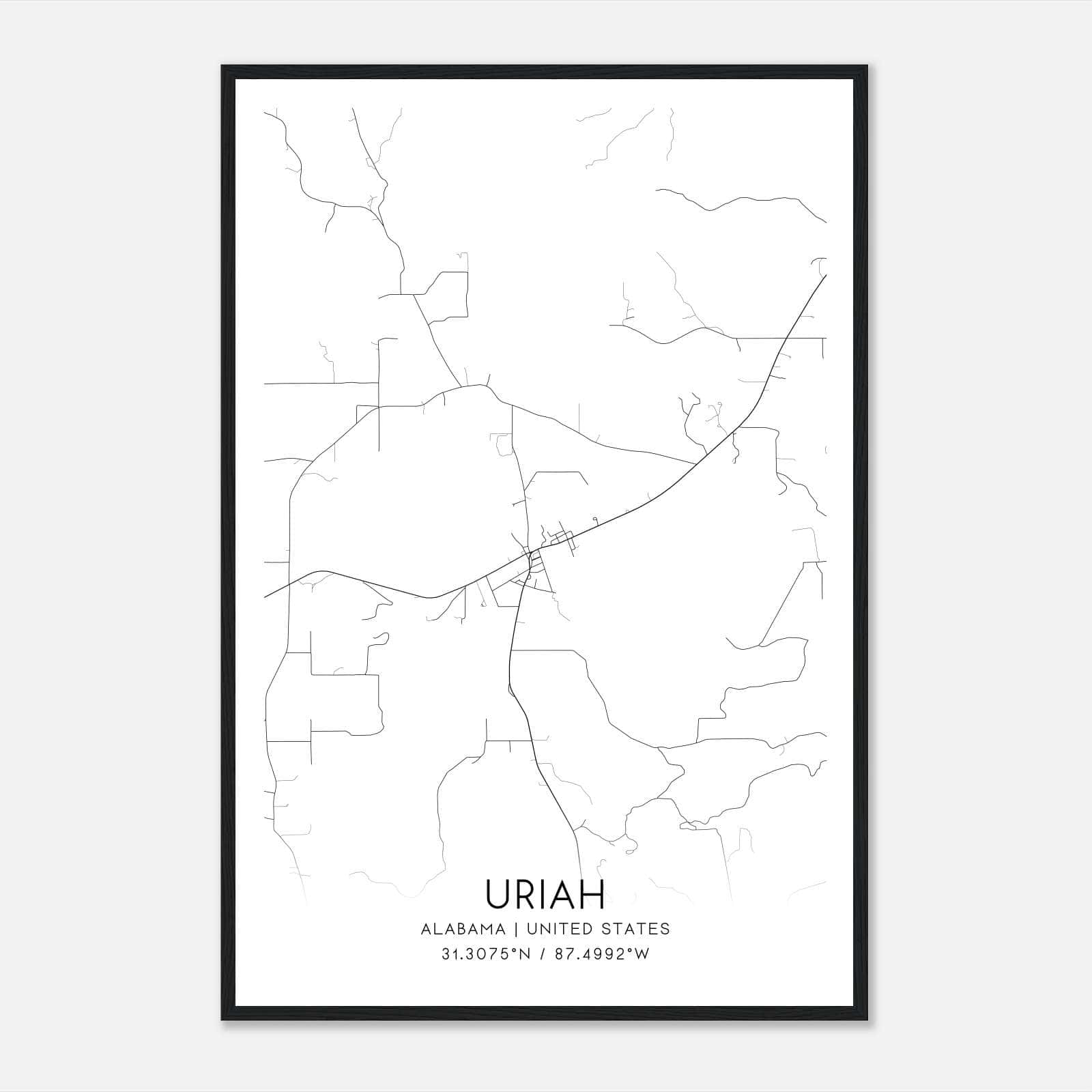 Uriah Alabama Map Poster, Modern Home Decor Wall Art Print Uriah Alabama Map Poster, Modern Home Decor Wall Art Print