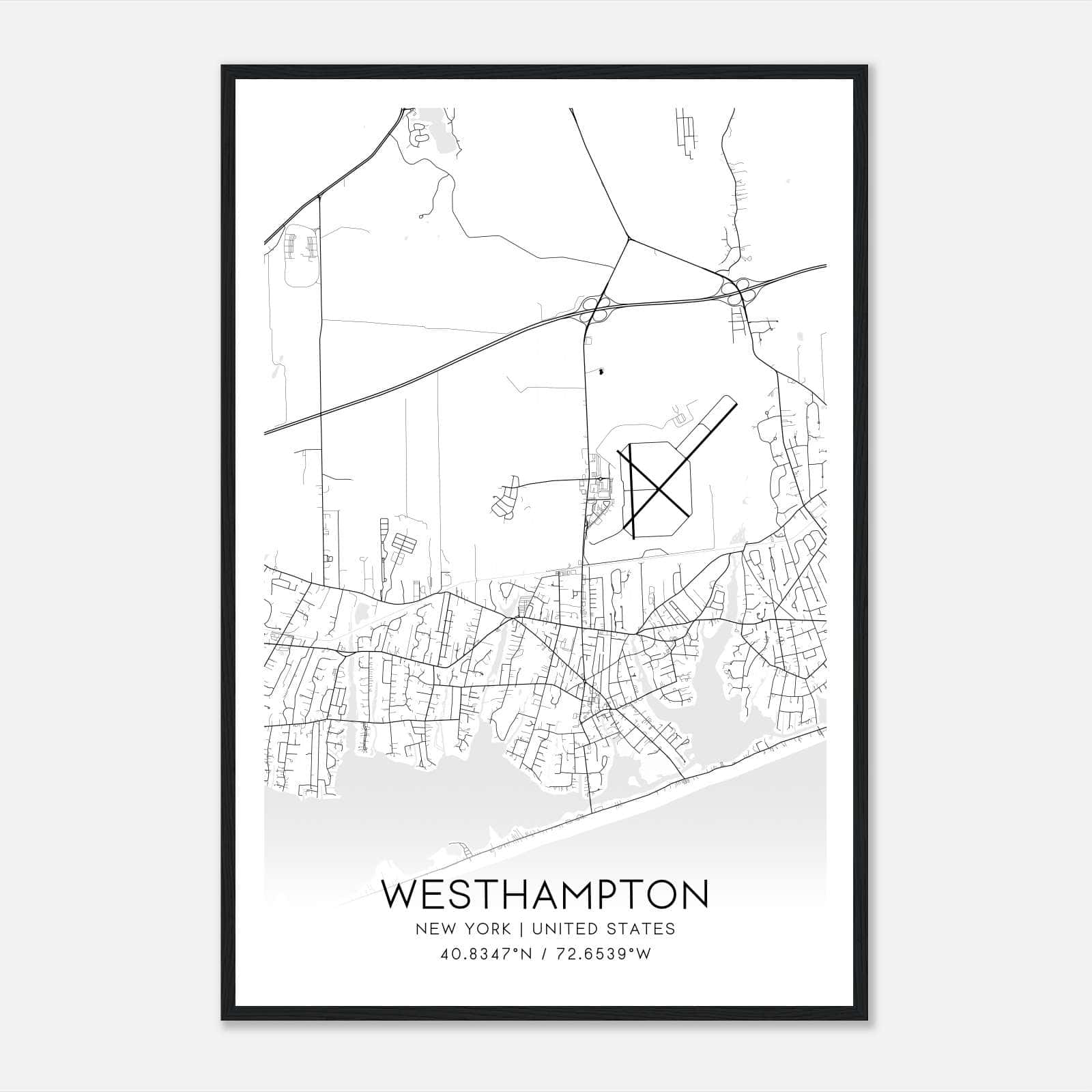 Westhampton New York Map Poster, Modern Home Decor Wall Art Print Westhampton New York Map Poster, Modern Home Decor Wall Art Print