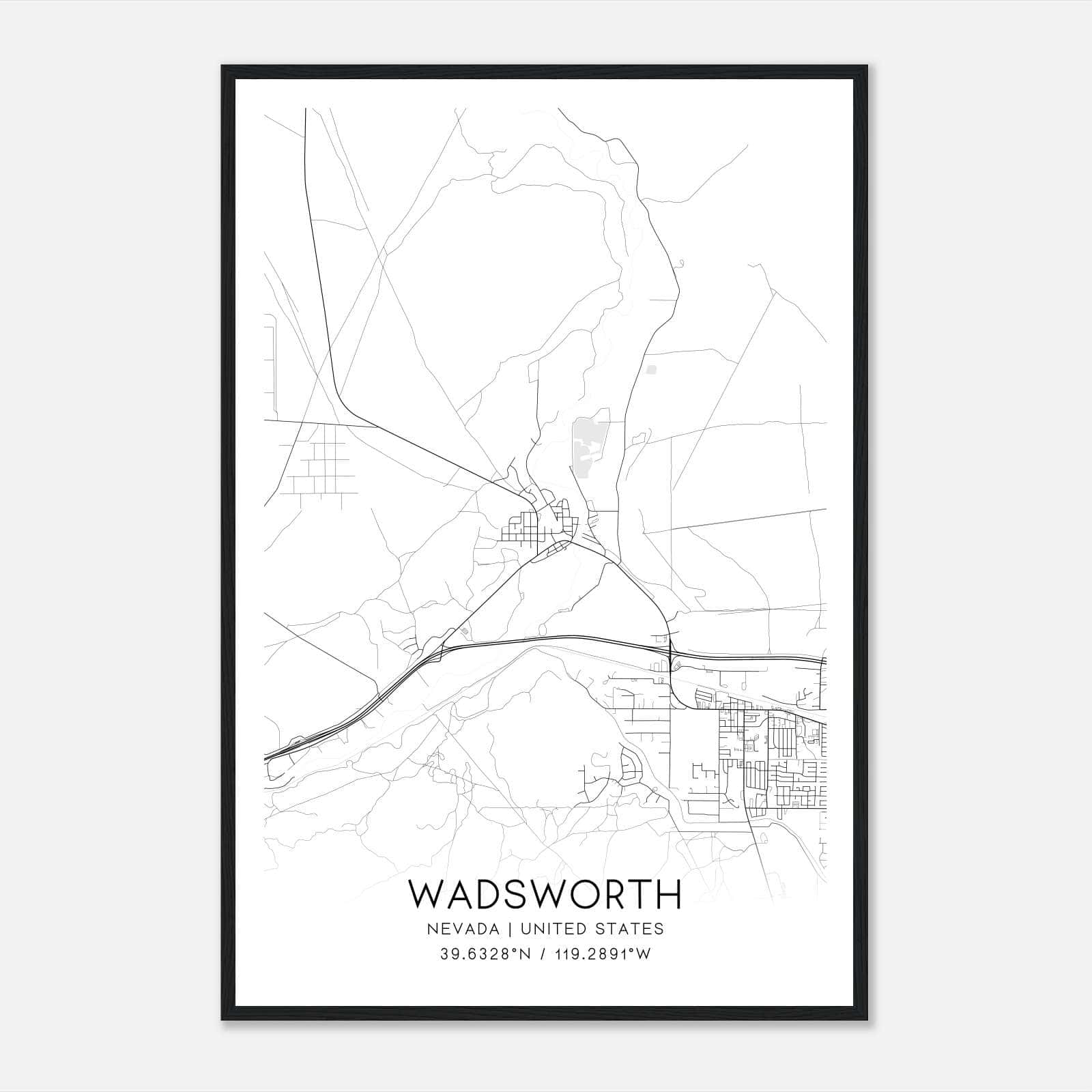 Wadsworth Nevada Map Poster, Modern Home Decor Wall Art Print Wadsworth Nevada Map Poster, Modern Home Decor Wall Art Print