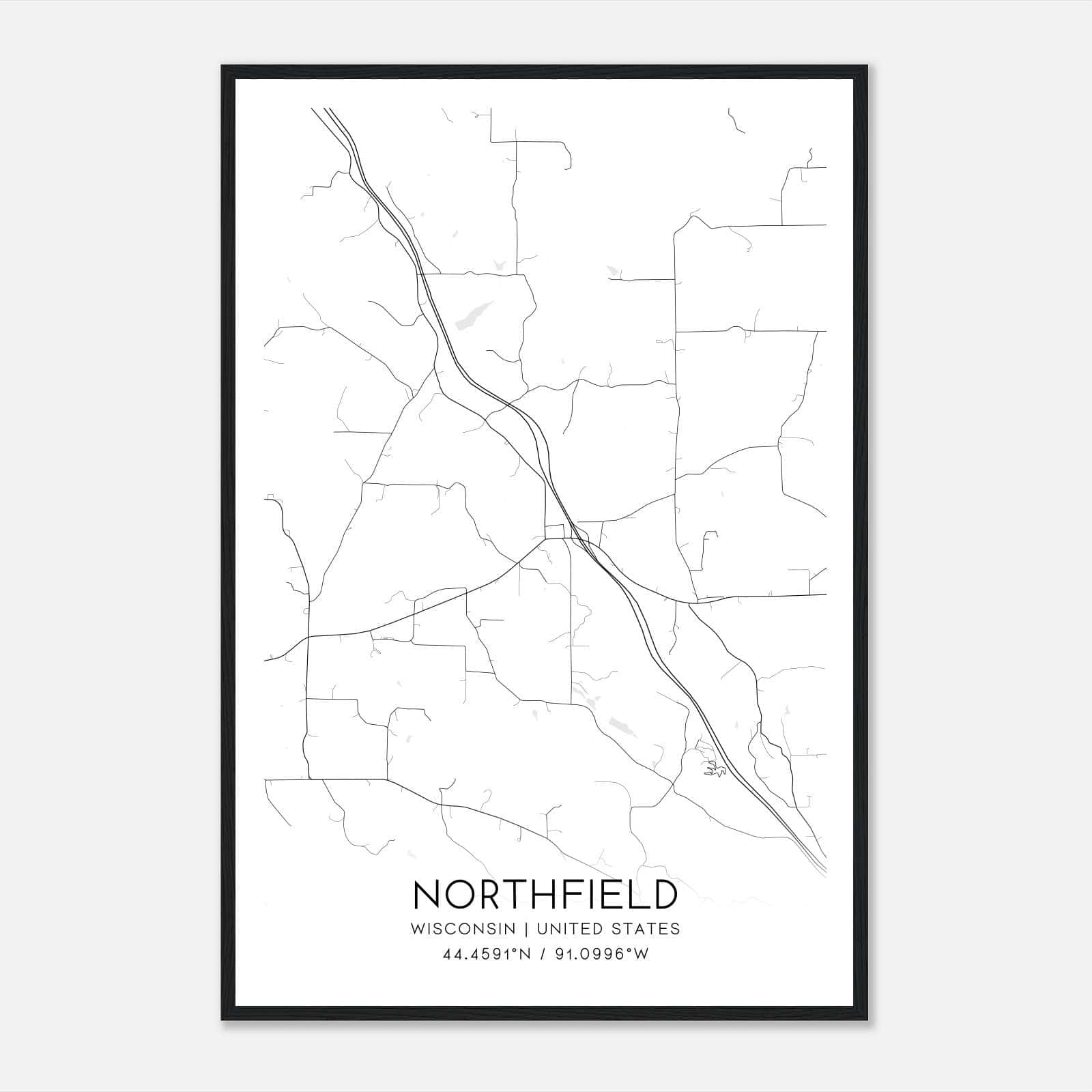 Northfield Wisconsin Map Poster, Modern Home Decor Wall Art Print Northfield Wisconsin Map Poster, Modern Home Decor Wall Art Print