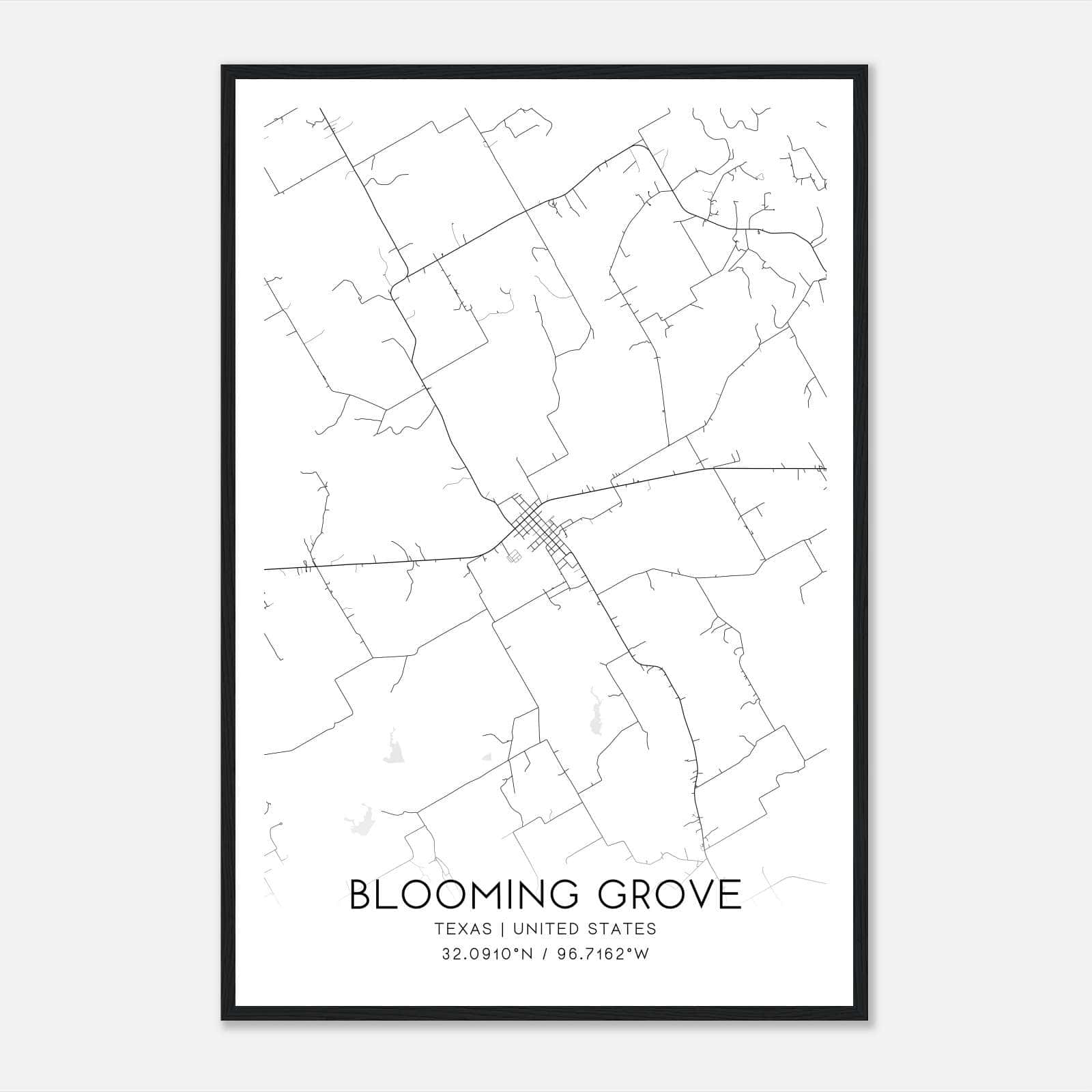Blooming Grove Texas Map Poster, Modern Home Decor Wall Art Print Blooming Grove Texas Map Poster, Modern Home Decor Wall Art Print