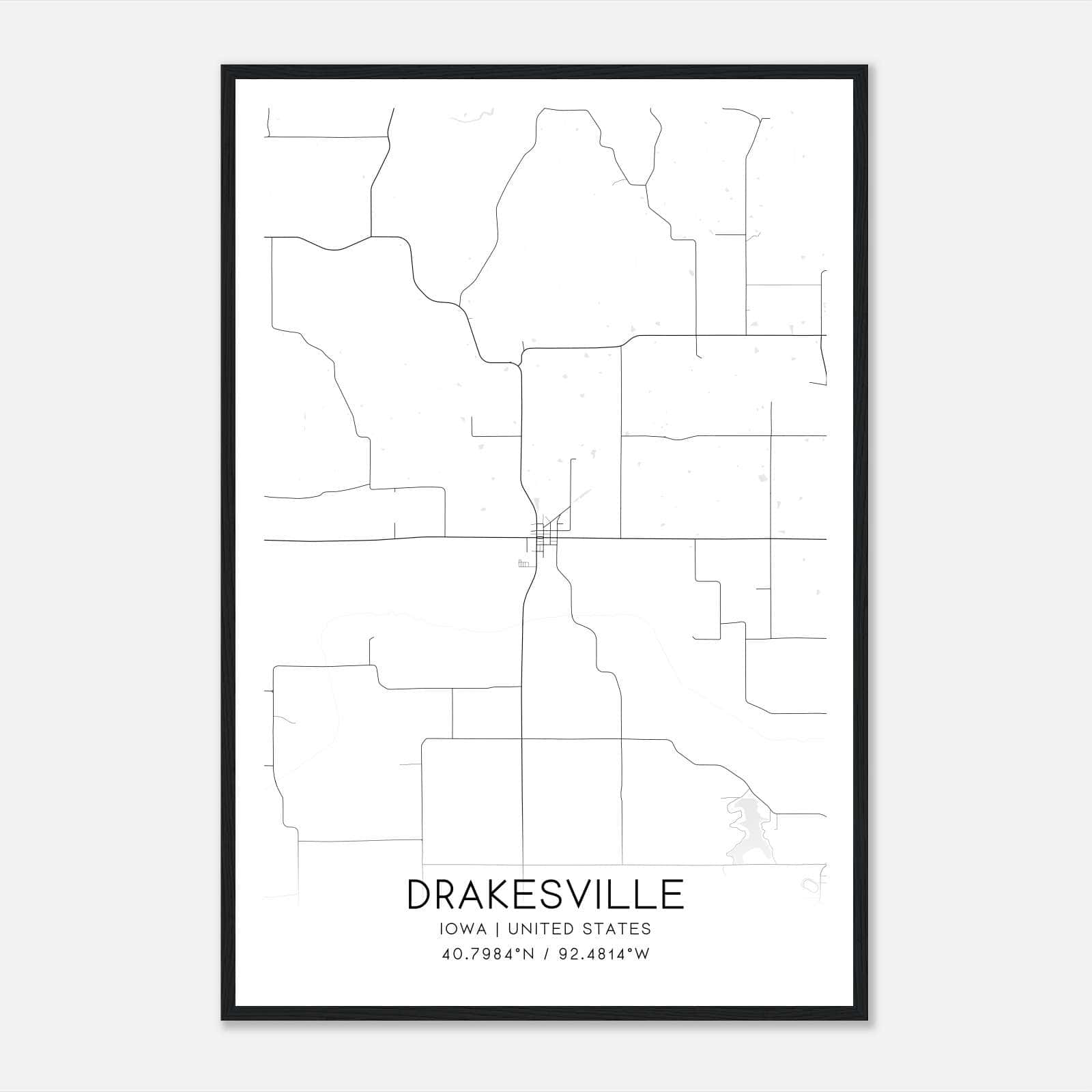 Drakesville Iowa Map Poster, Modern Home Decor Wall Art Print Drakesville Iowa Map Poster, Modern Home Decor Wall Art Print