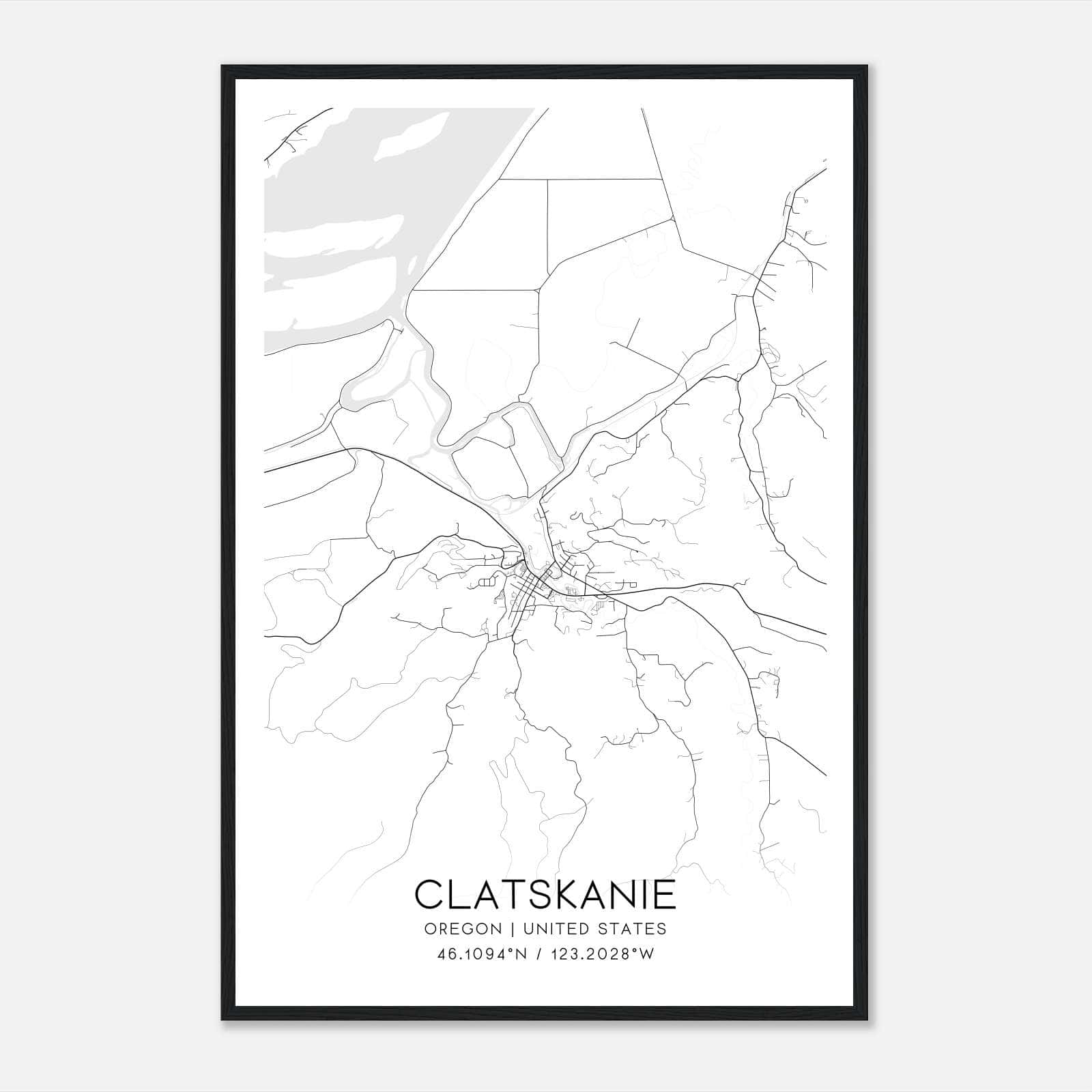 Clatskanie Oregon Map Poster, Modern Home Decor Wall Art Print Clatskanie Oregon Map Poster, Modern Home Decor Wall Art Print