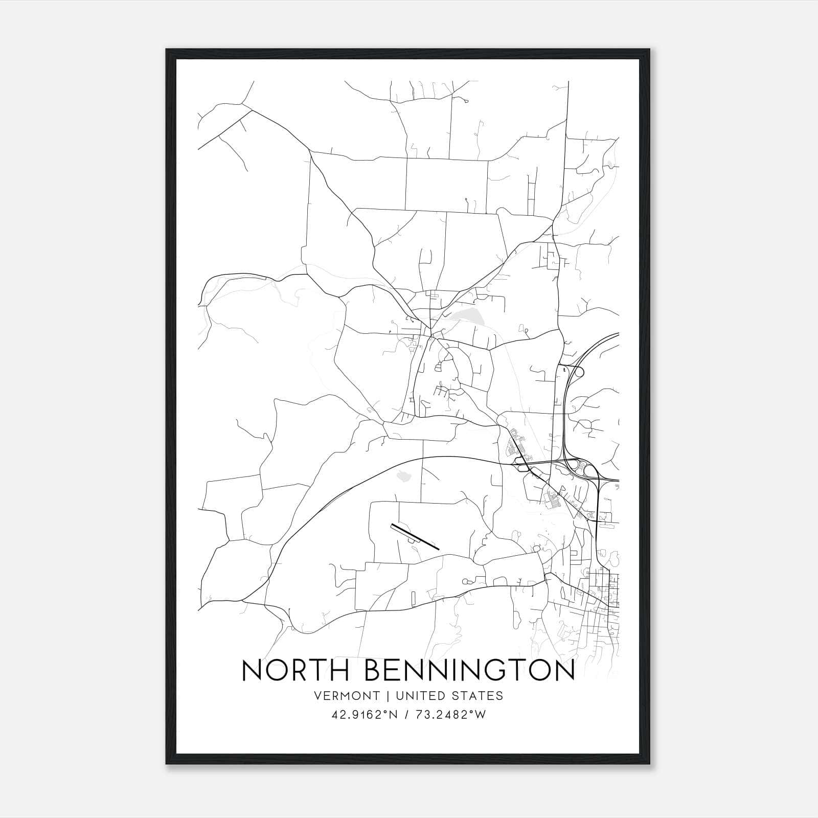 North Bennington Vermont Map Poster, Modern Home Decor Wall Art Print North Bennington Vermont Map Poster, Modern Home Decor Wall Art Print