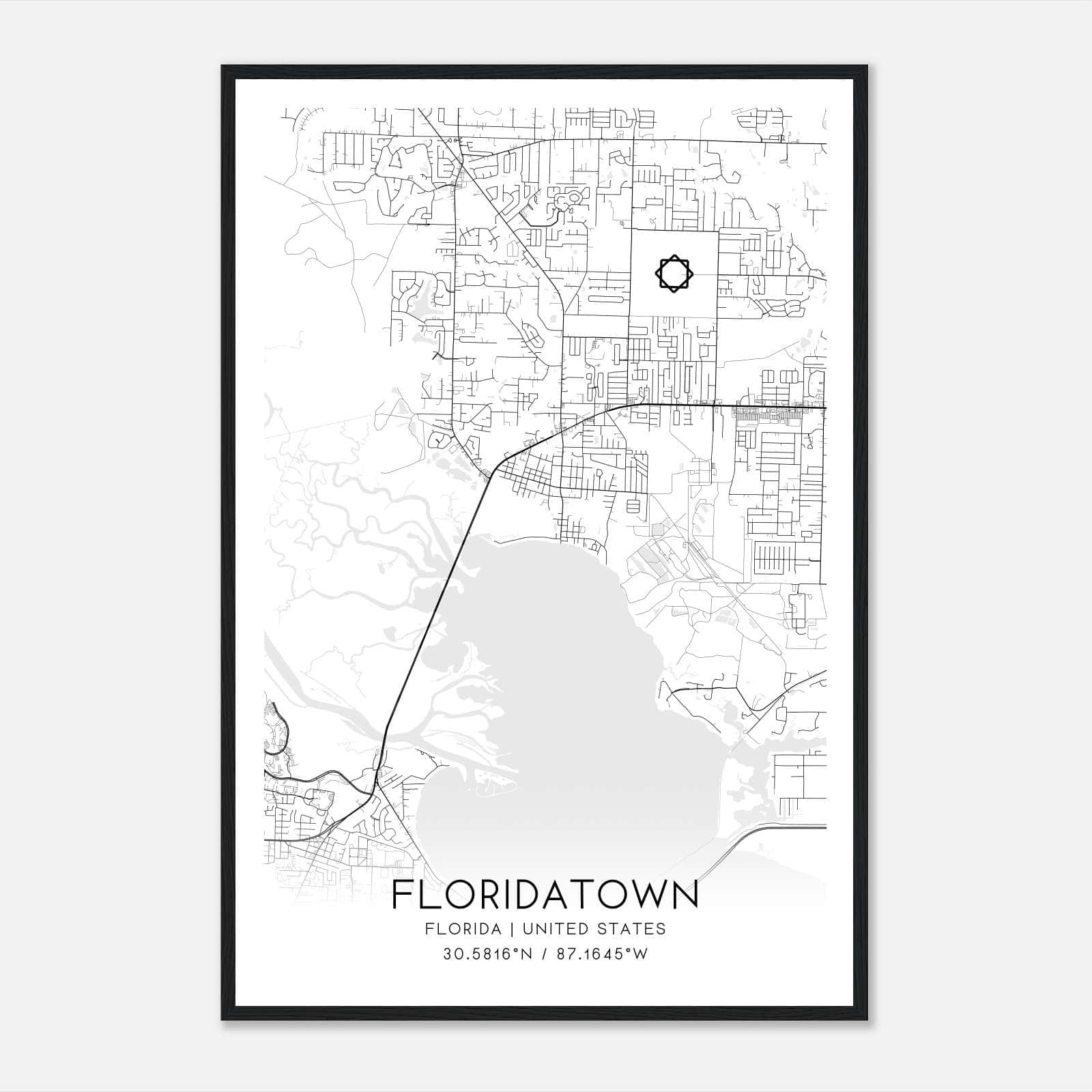 Floridatown Florida Map Poster, Modern Home Decor Wall Art Print Floridatown Florida Map Poster, Modern Home Decor Wall Art Print