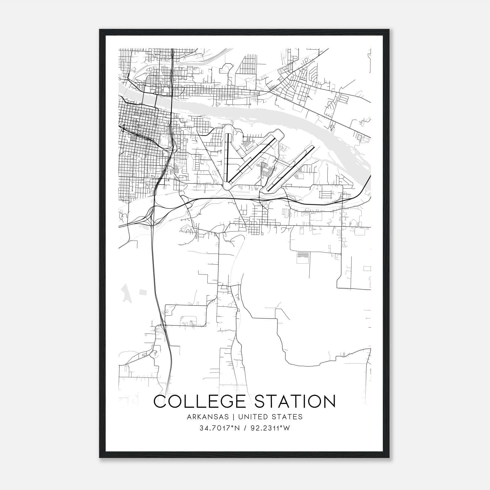 College Station Arkansas Map Poster, Modern Home Decor Wall Art Print College Station Arkansas Map Poster, Modern Home Decor Wall Art Print