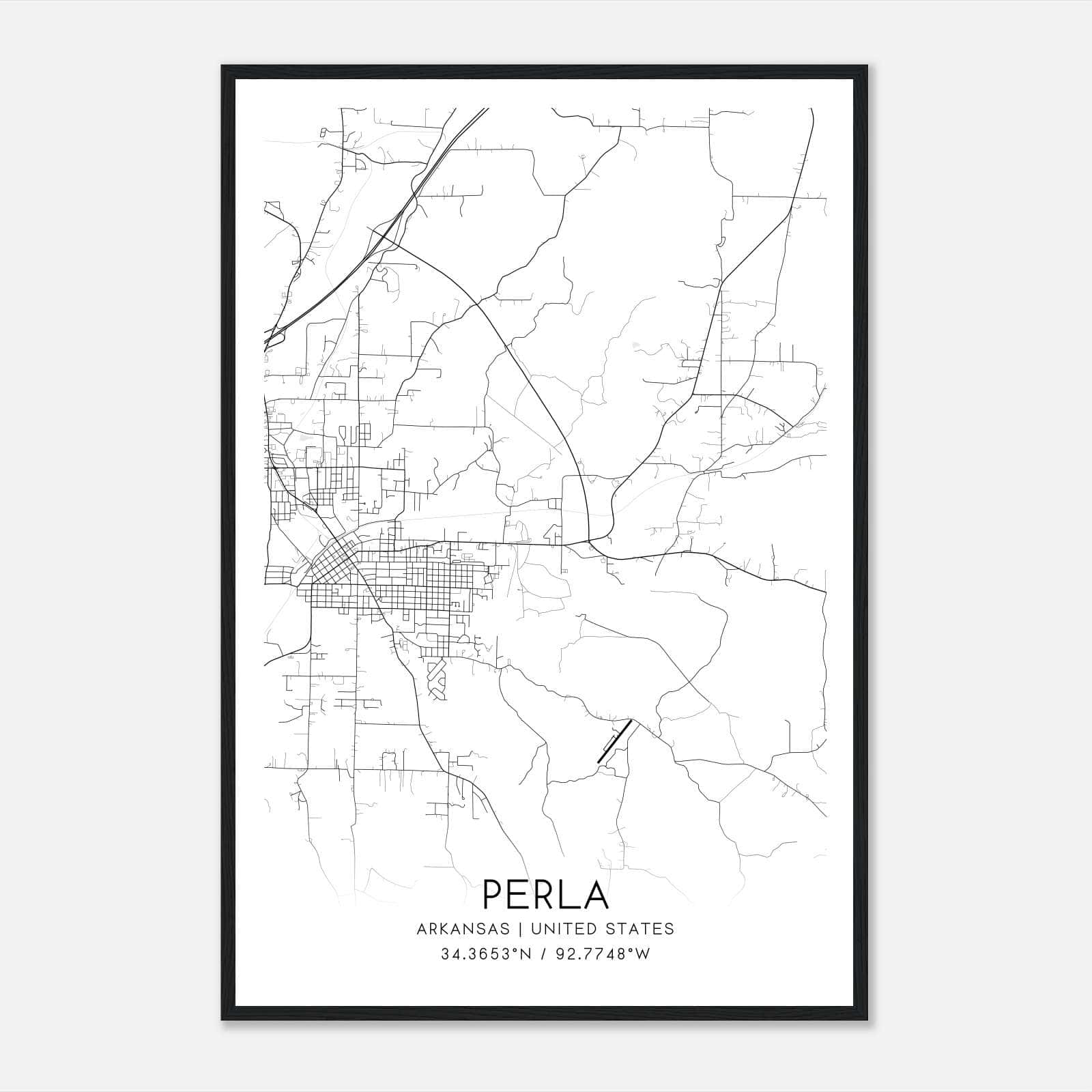 Perla Arkansas Map Poster, Modern Home Decor Wall Art Print Perla Arkansas Map Poster, Modern Home Decor Wall Art Print