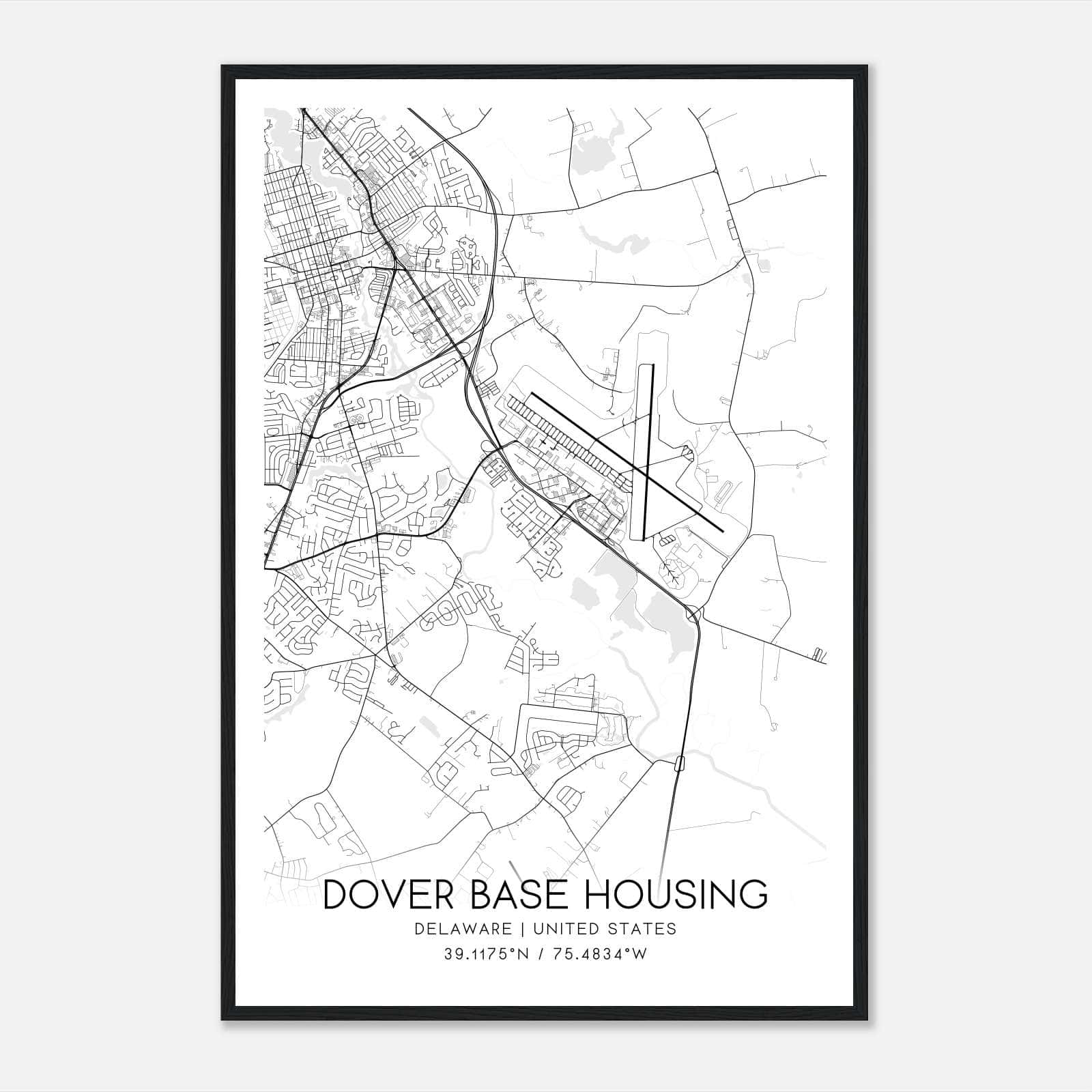 Dover Base Housing Delaware Map Poster, Modern Home Decor Wall Art Print Dover Base Housing Delaware Map Poster, Modern Home Decor Wall Art Print