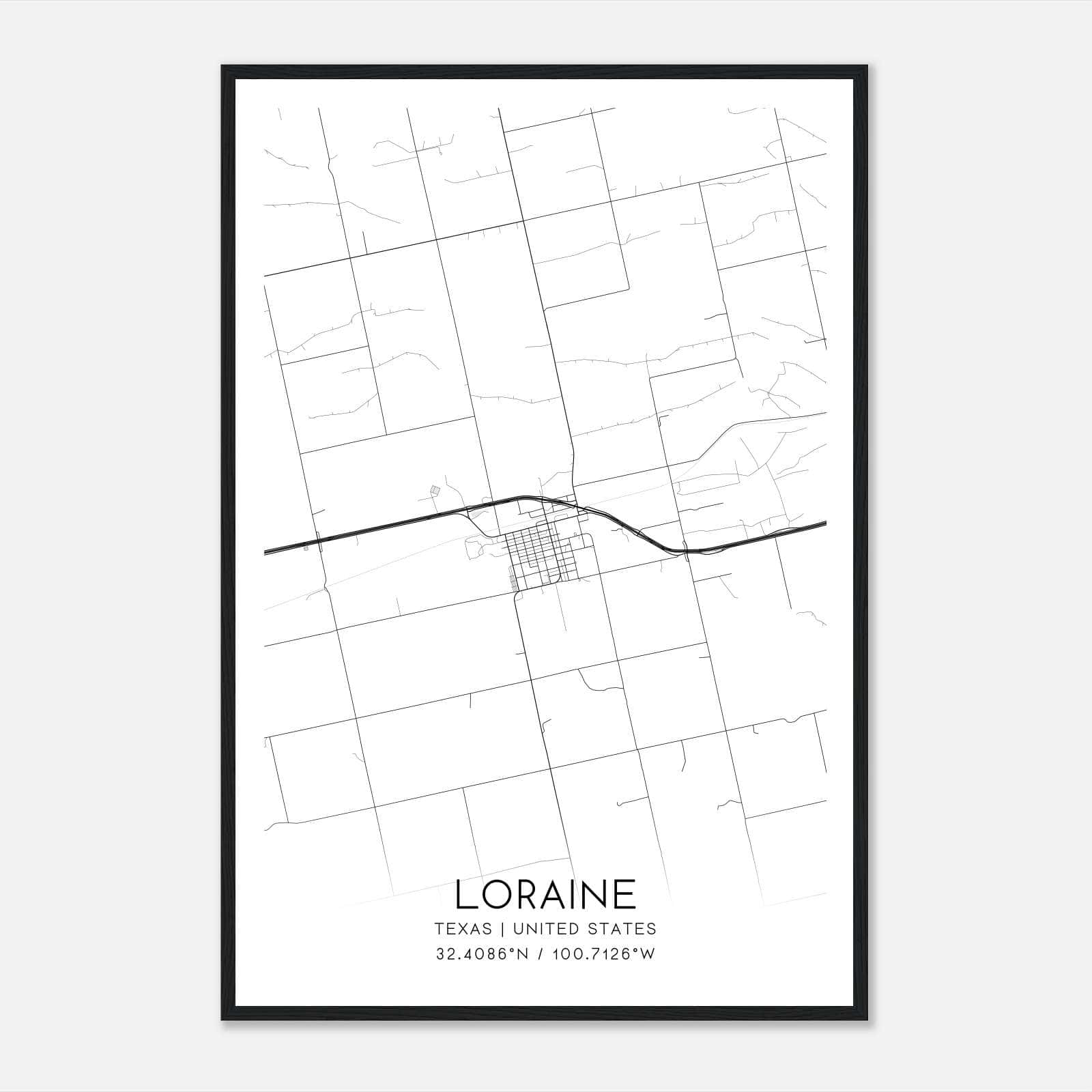 Loraine Texas Map Poster, Modern Home Decor Wall Art Print Loraine Texas Map Poster, Modern Home Decor Wall Art Print