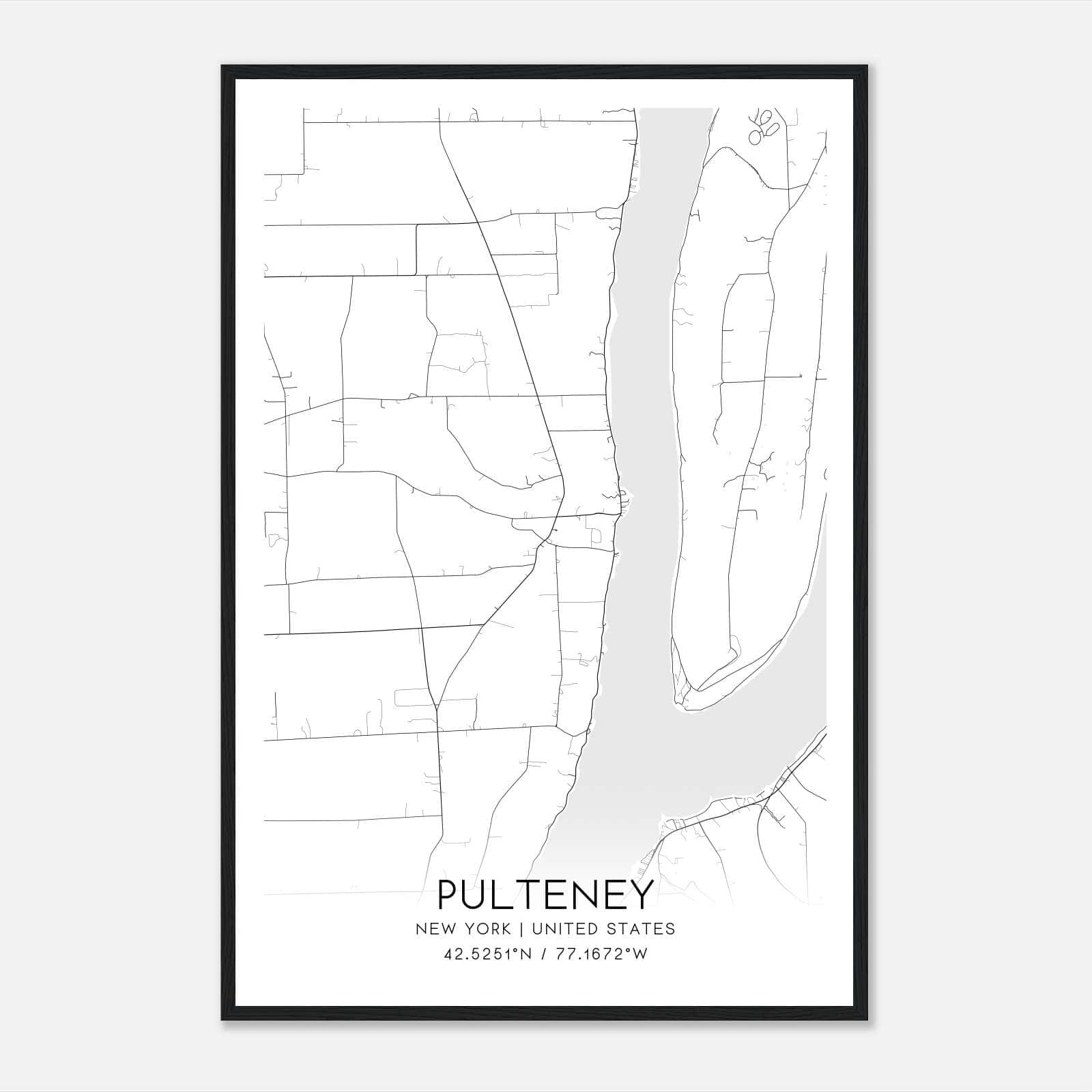 Pulteney New York Map Poster, Modern Home Decor Wall Art Print Pulteney New York Map Poster, Modern Home Decor Wall Art Print