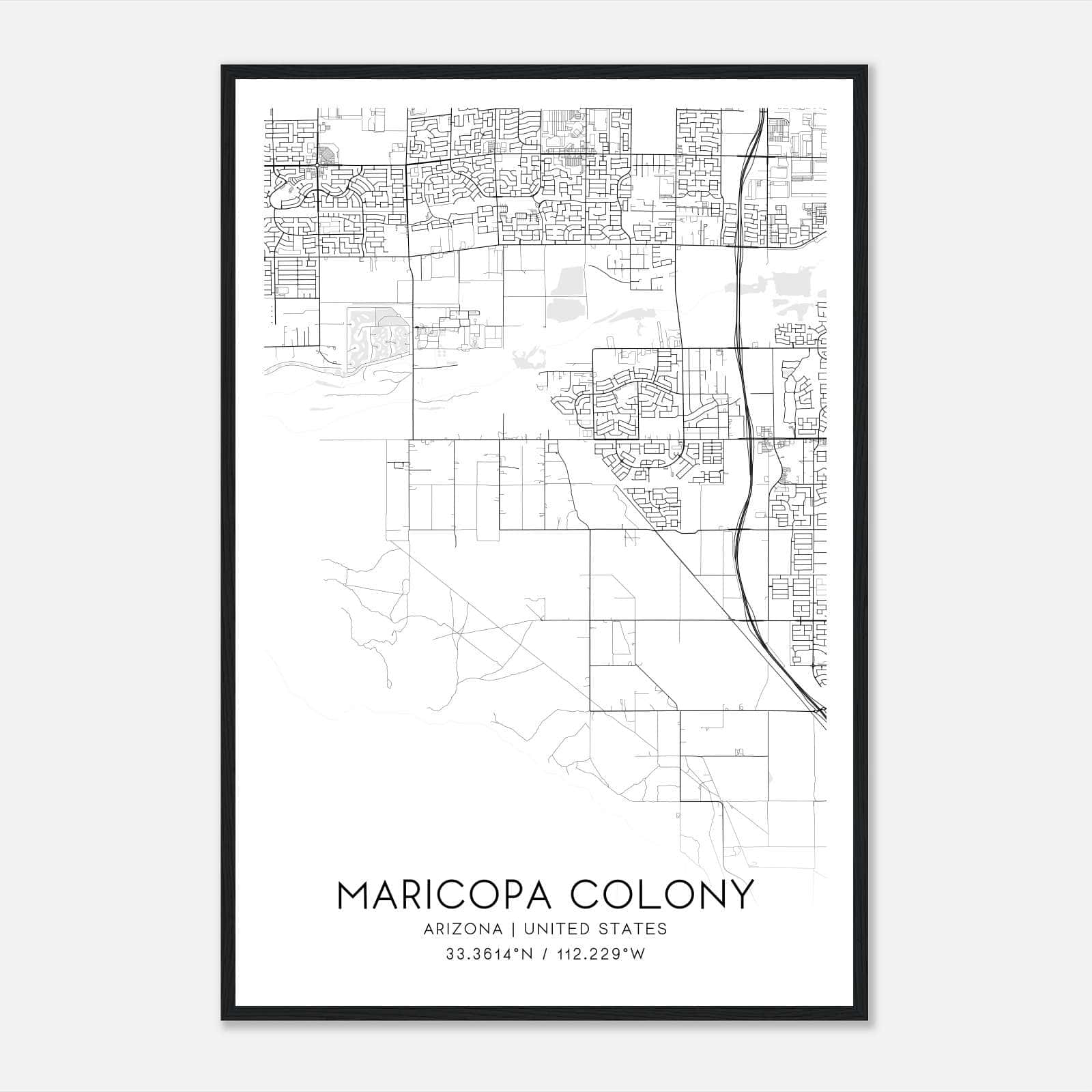 Maricopa Colony Arizona Map Poster, Modern Home Decor Wall Art Print Maricopa Colony Arizona Map Poster, Modern Home Decor Wall Art Print