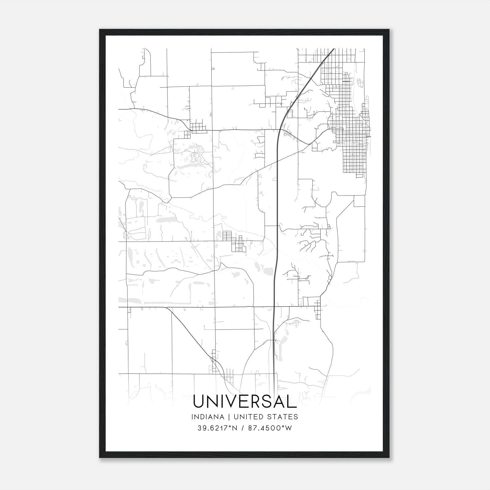 Universal Indiana Map Poster, Modern Home Decor Wall Art Print Universal Indiana Map Poster, Modern Home Decor Wall Art Print