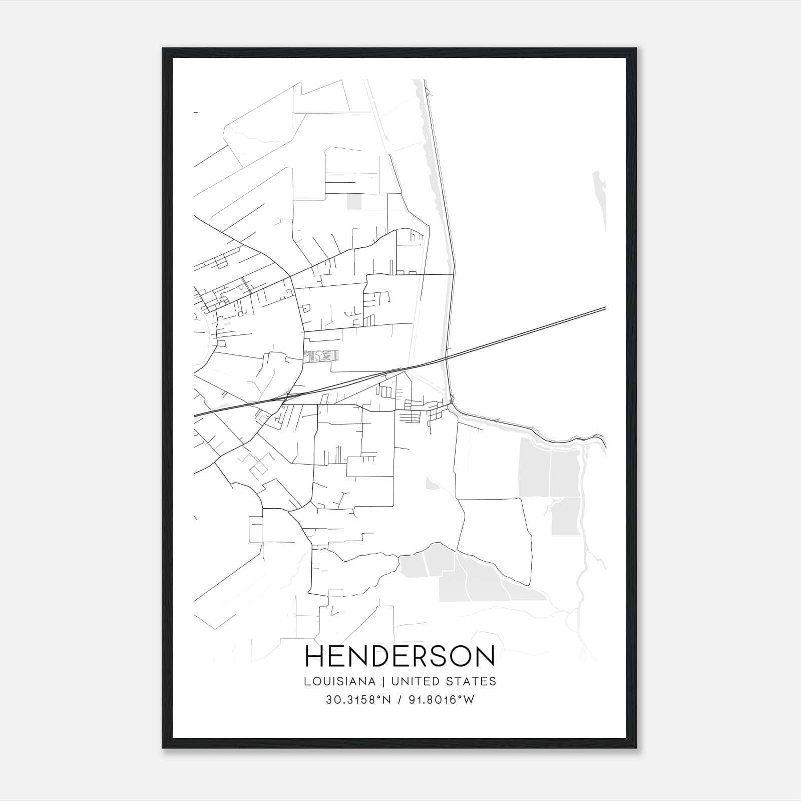 Henderson Louisiana Map Poster, Modern Home Decor Wall Art Print Henderson Louisiana Map Poster, Modern Home Decor Wall Art Print