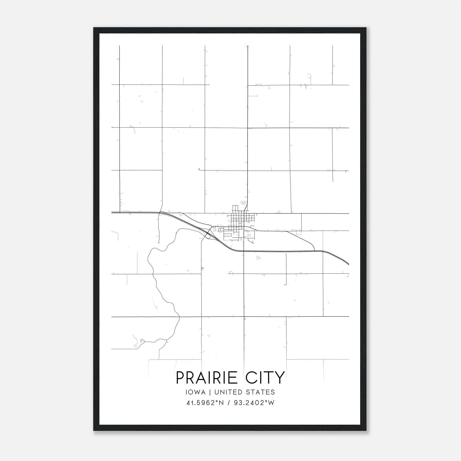 Prairie City Iowa Map Poster, Modern Home Decor Wall Art Print Prairie City Iowa Map Poster, Modern Home Decor Wall Art Print