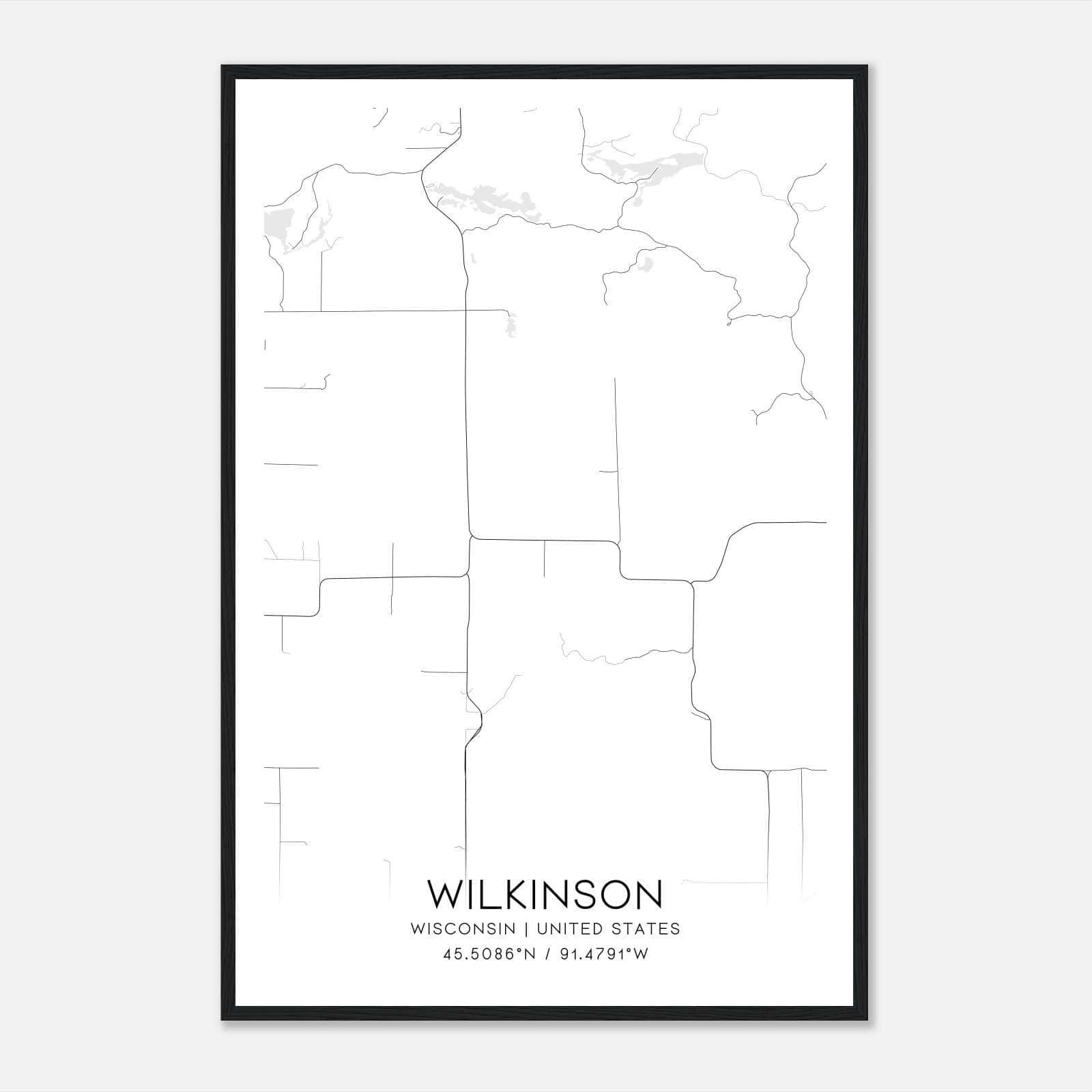 Wilkinson Wisconsin Map Poster, Modern Home Decor Wall Art Print Wilkinson Wisconsin Map Poster, Modern Home Decor Wall Art Print