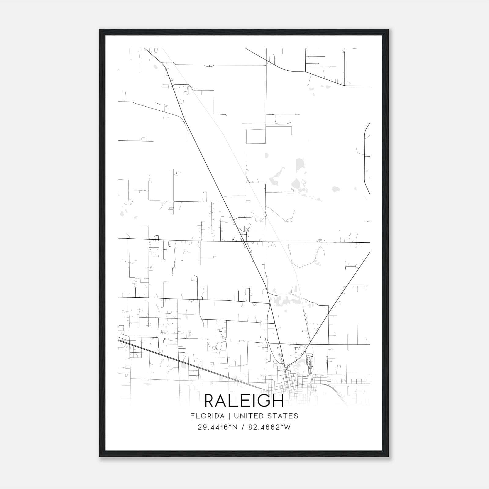 Raleigh Florida Map Poster, Modern Home Decor Wall Art Print Raleigh Florida Map Poster, Modern Home Decor Wall Art Print