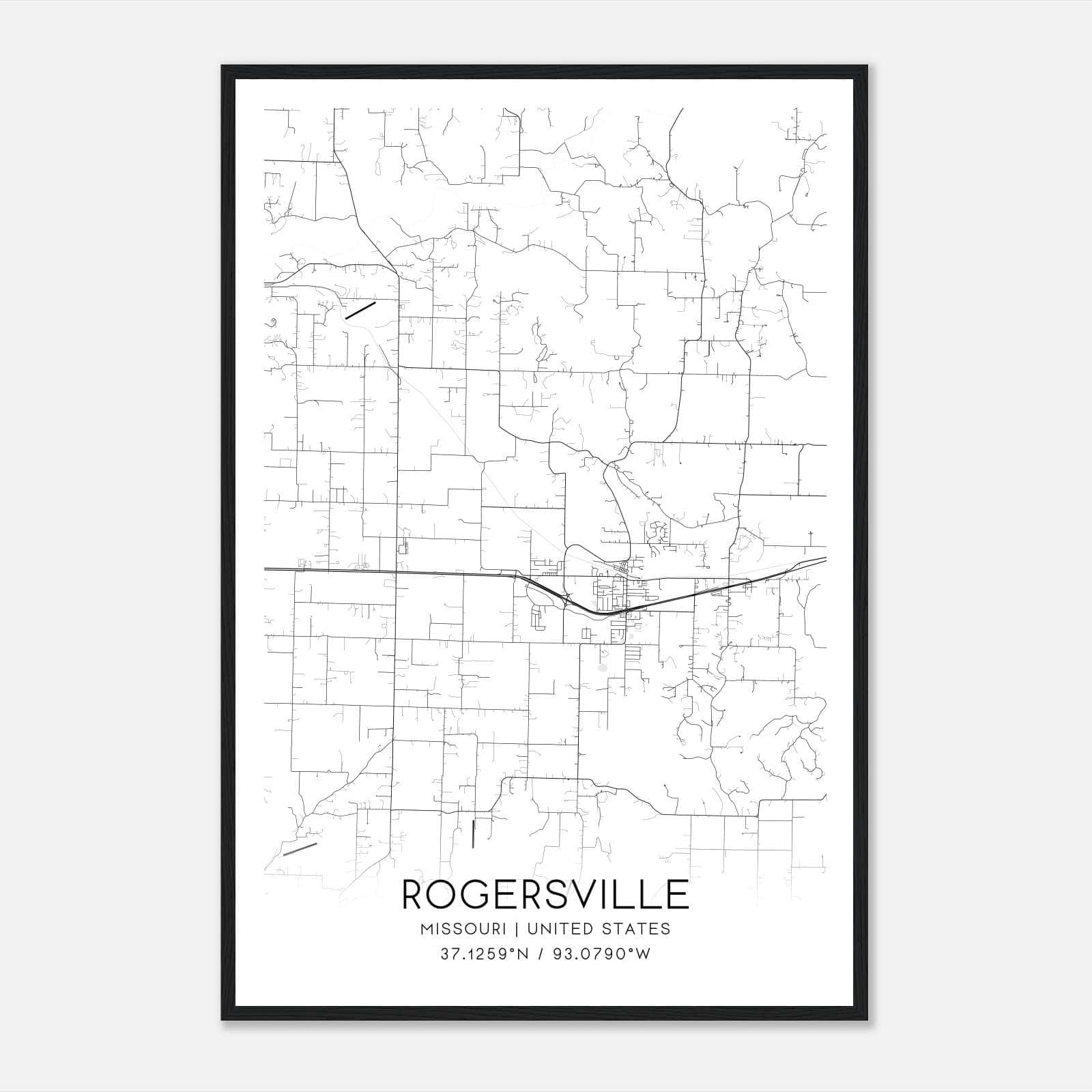 Rogersville Missouri Map Poster, Modern Home Decor Wall Art Print Rogersville Missouri Map Poster, Modern Home Decor Wall Art Print