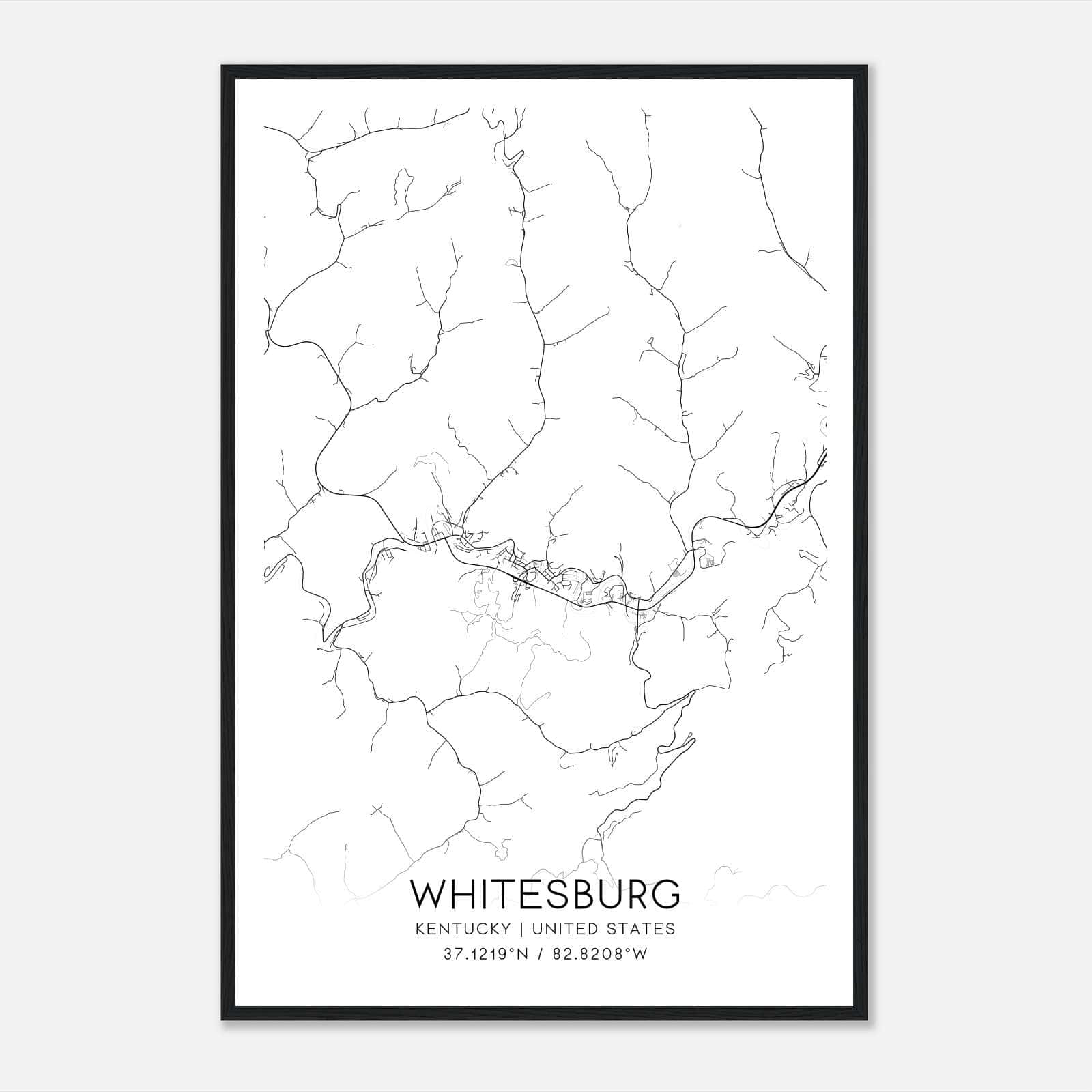 Whitesburg Kentucky Map Poster, Modern Home Decor Wall Art Print Whitesburg Kentucky Map Poster, Modern Home Decor Wall Art Print