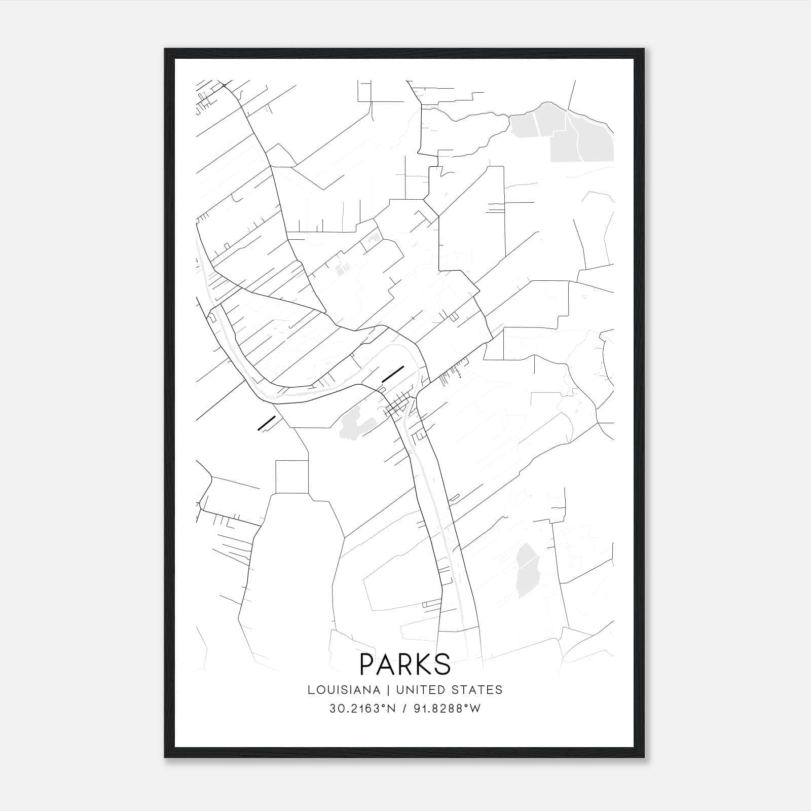 Parks Louisiana Map Poster, Modern Home Decor Wall Art Print Parks Louisiana Map Poster, Modern Home Decor Wall Art Print