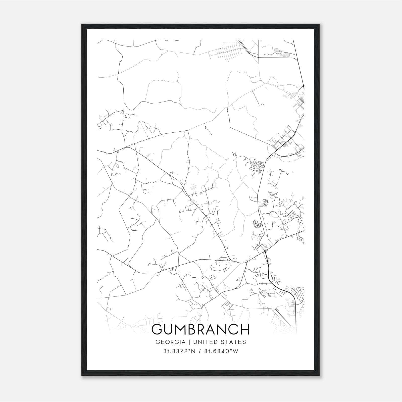 Gumbranch Georgia Map Poster, Modern Home Decor Wall Art Print Gumbranch Georgia Map Poster, Modern Home Decor Wall Art Print