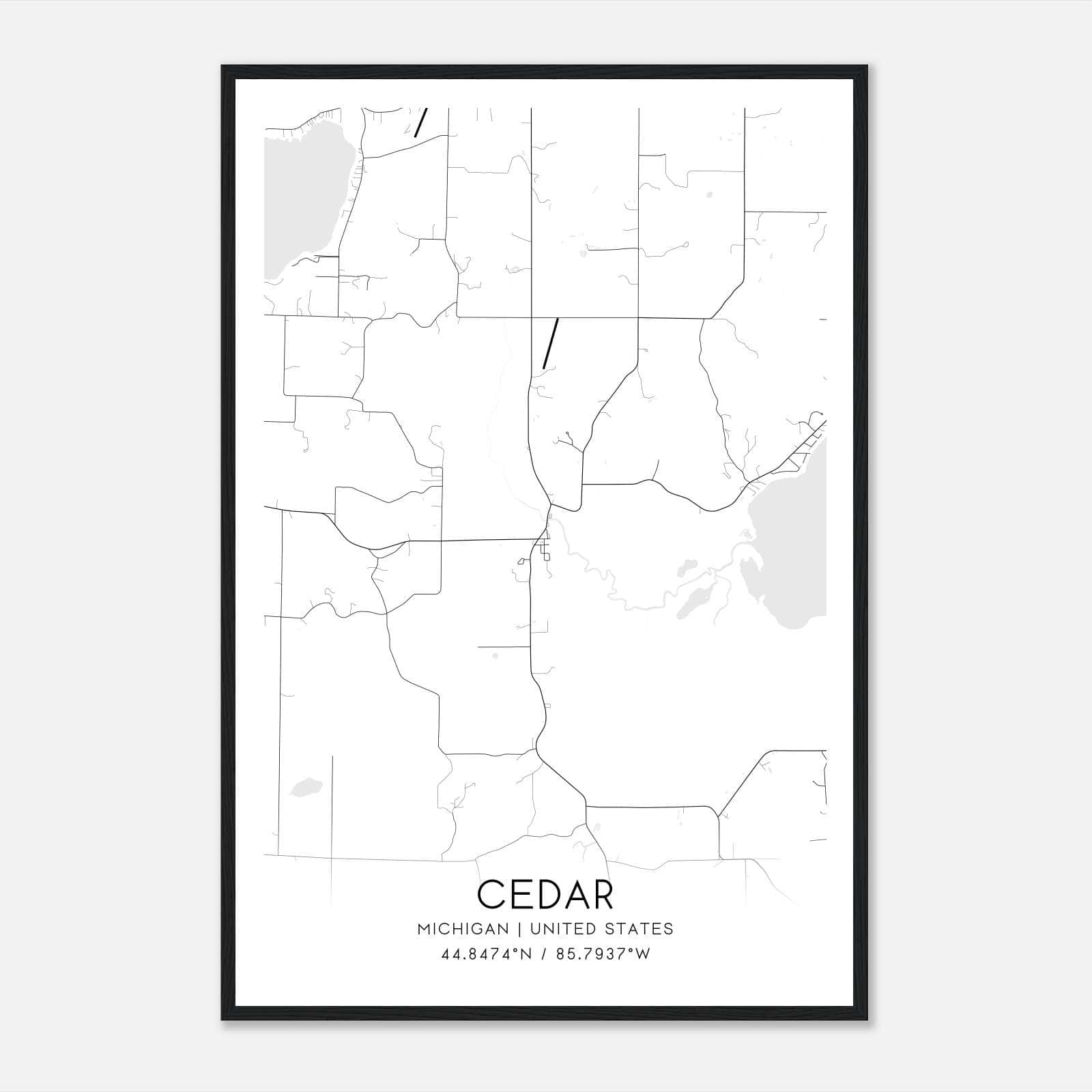 Cedar Michigan Map Poster, Modern Home Decor Wall Art Print Cedar Michigan Map Poster, Modern Home Decor Wall Art Print