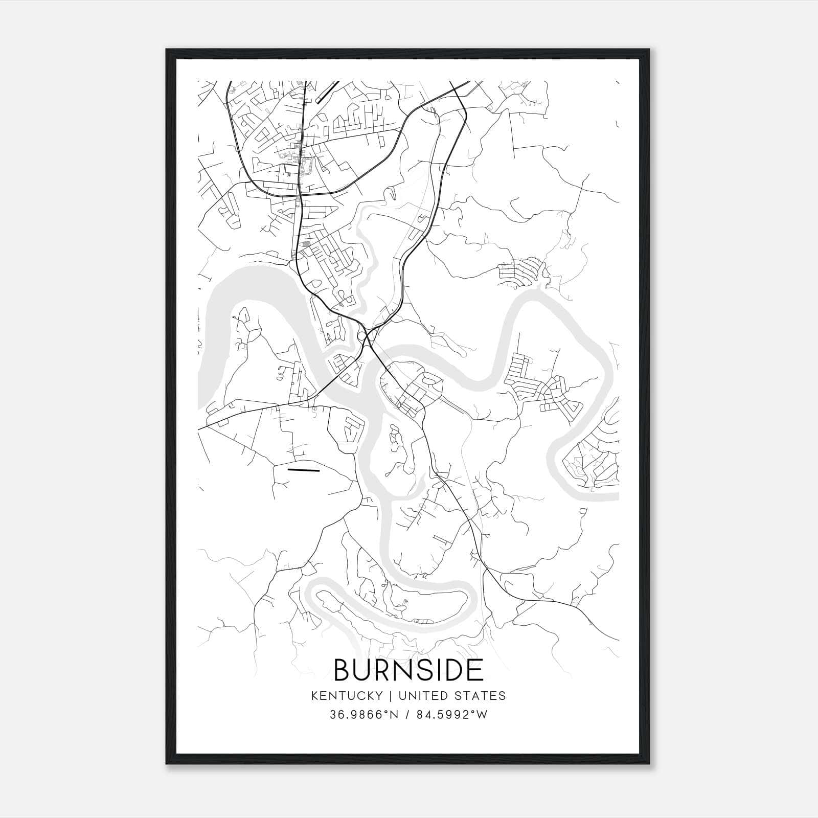 Burnside Kentucky Map Poster, Modern Home Decor Wall Art Print Burnside Kentucky Map Poster, Modern Home Decor Wall Art Print