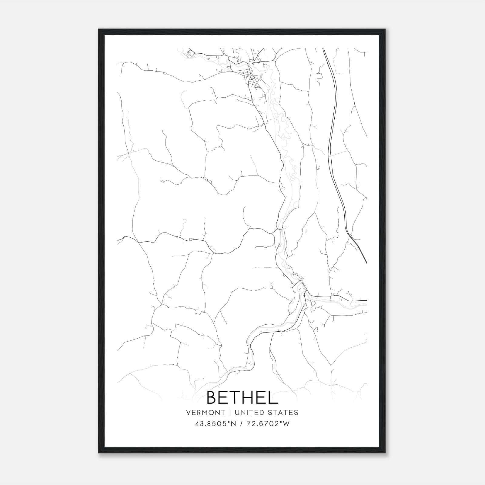 Bethel Vermont Map Poster, Modern Home Decor Wall Art Print Bethel Vermont Map Poster, Modern Home Decor Wall Art Print